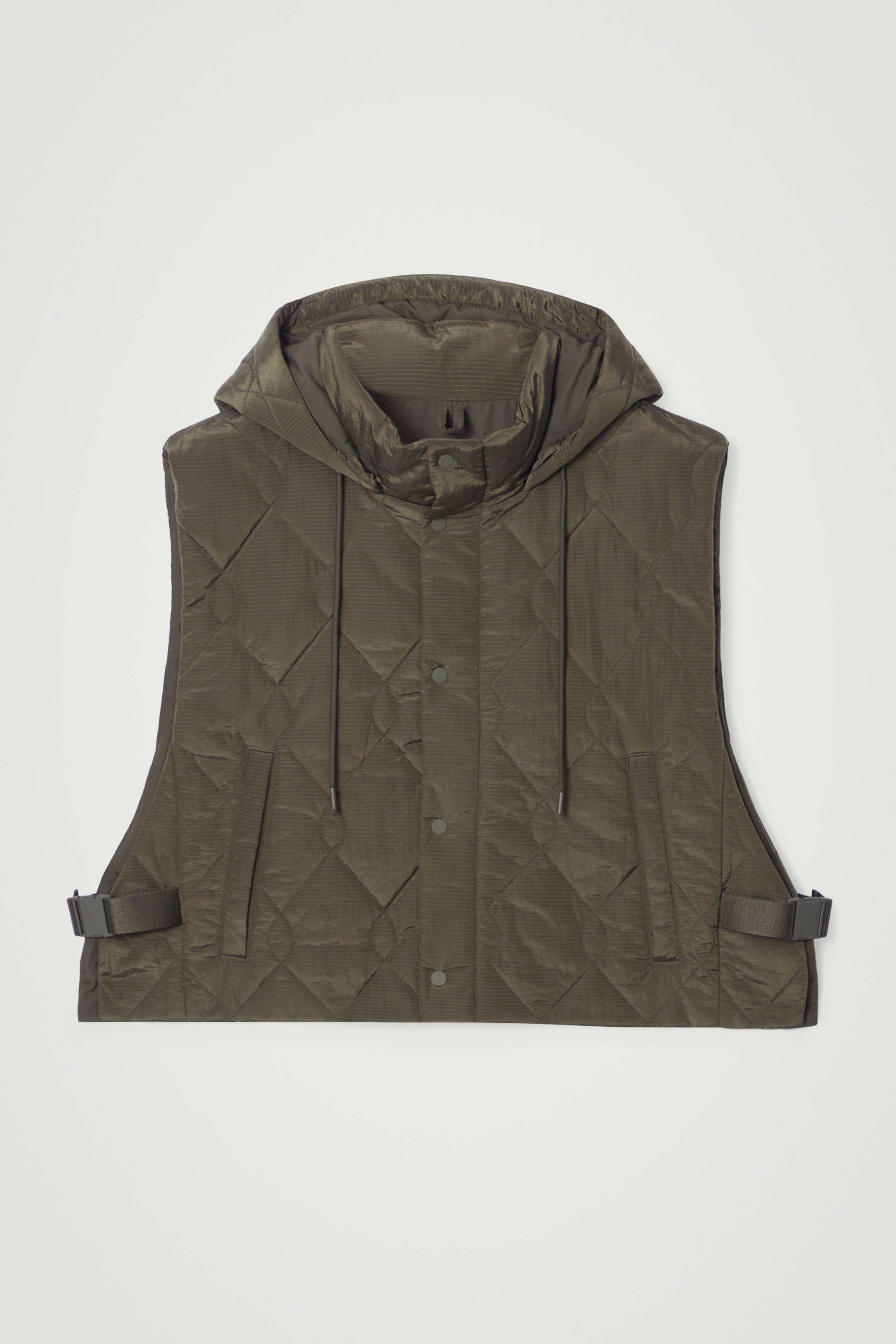 QUILTED HOODED HYBRID VEST