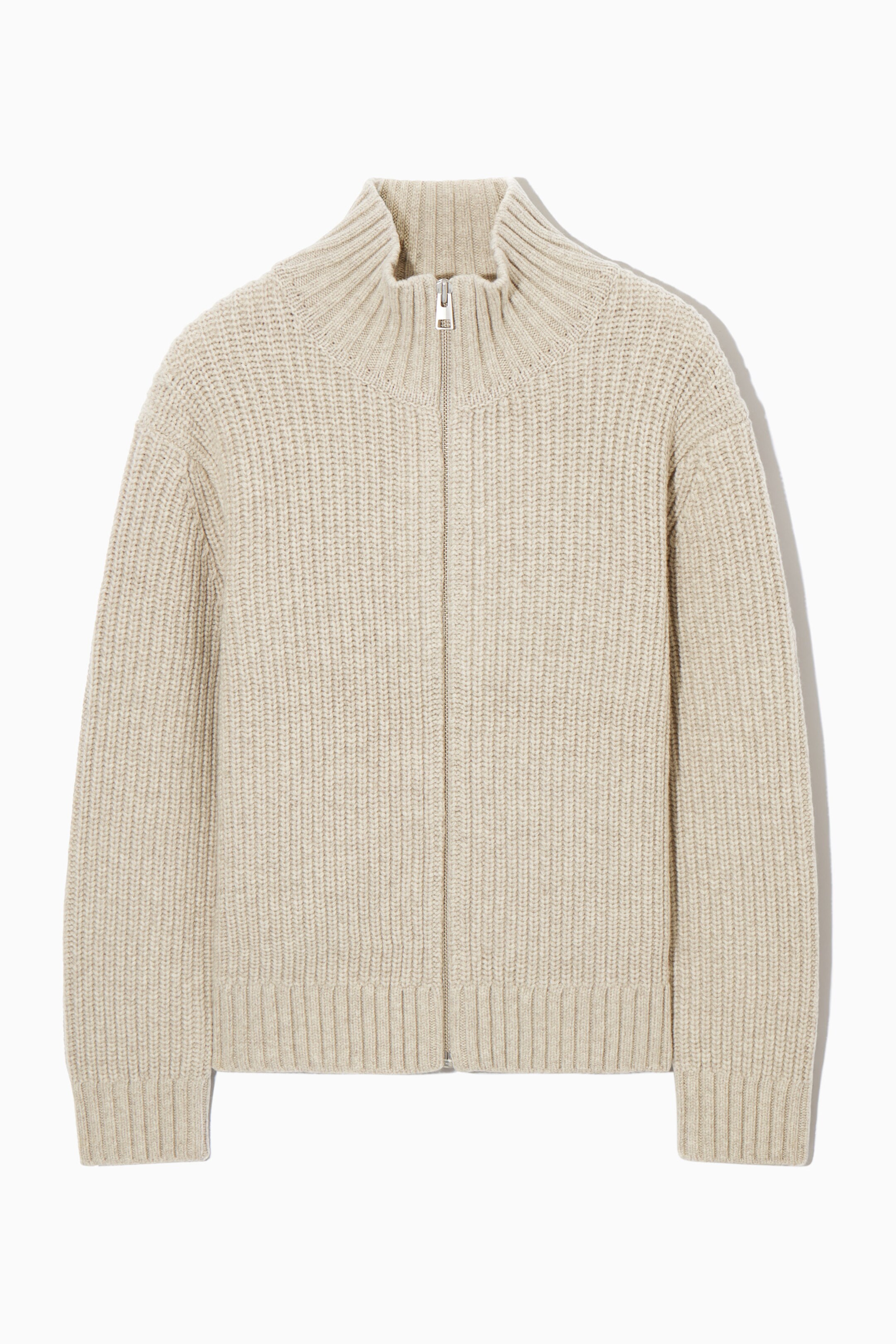 FUNNEL-NECK KNITTED WOOL JACKET