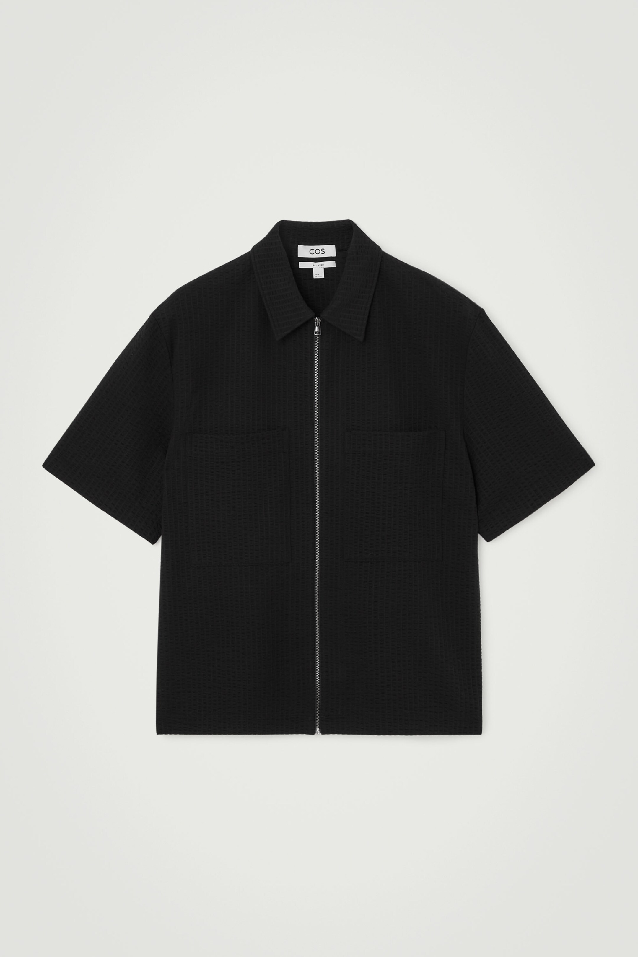 RELAXED SEERSUCKER COTTON ZIPPED SHIRT