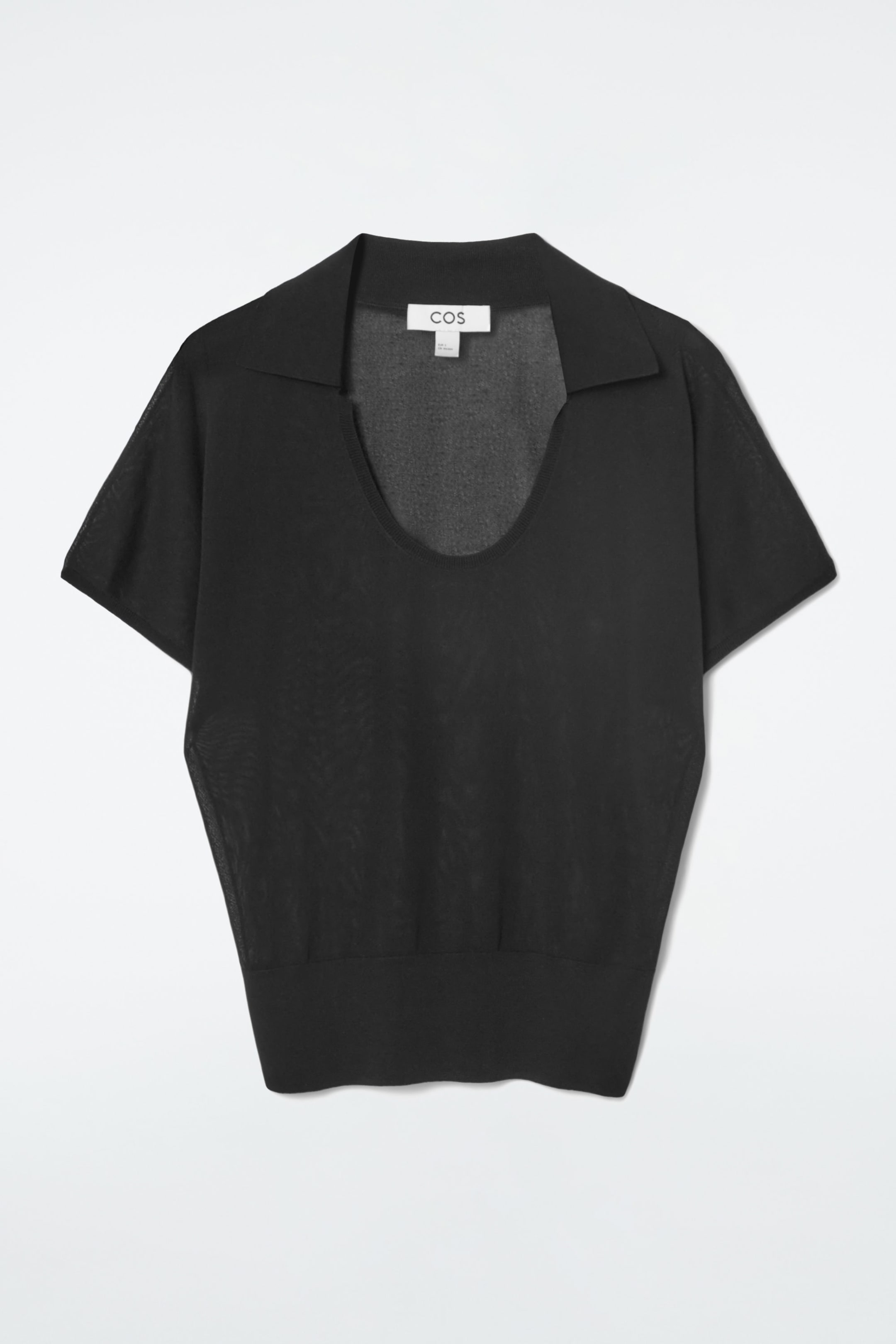 SCOOP-NECK KNITTED POLO SHIRT