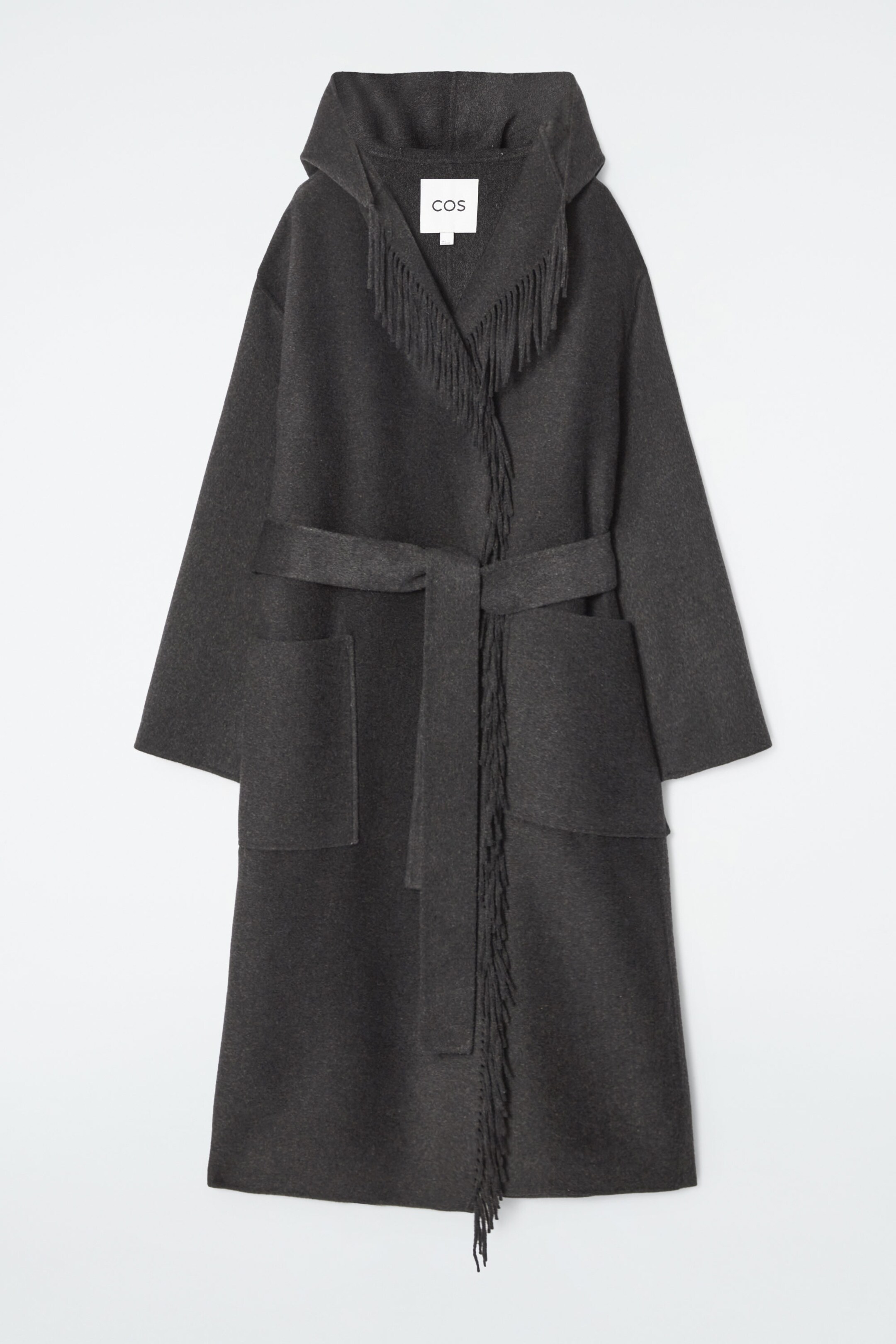 FRINGED DOUBLE-FACED WOOL COAT