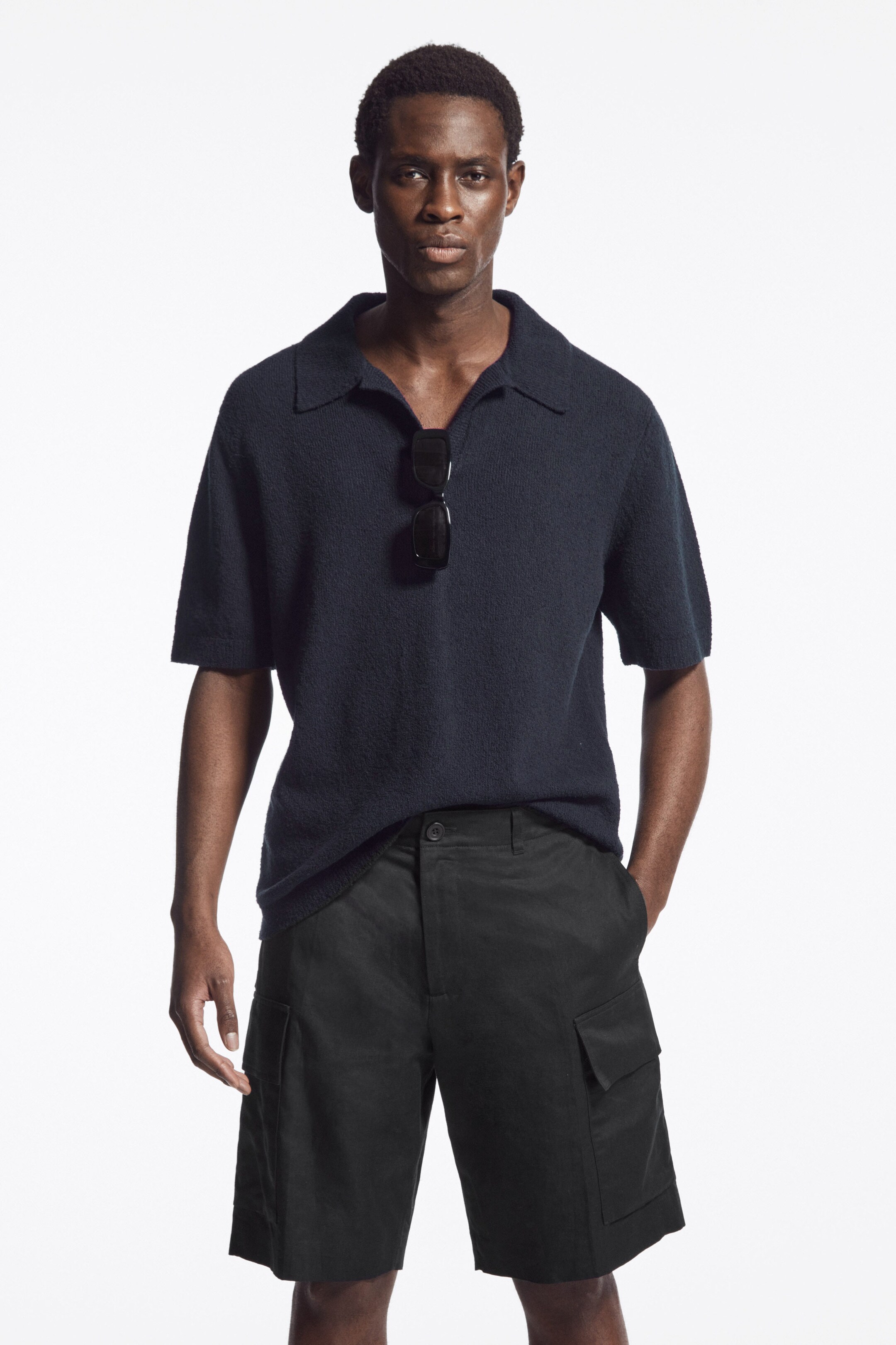 BOUCLÉ-KNIT POLO SHIRT