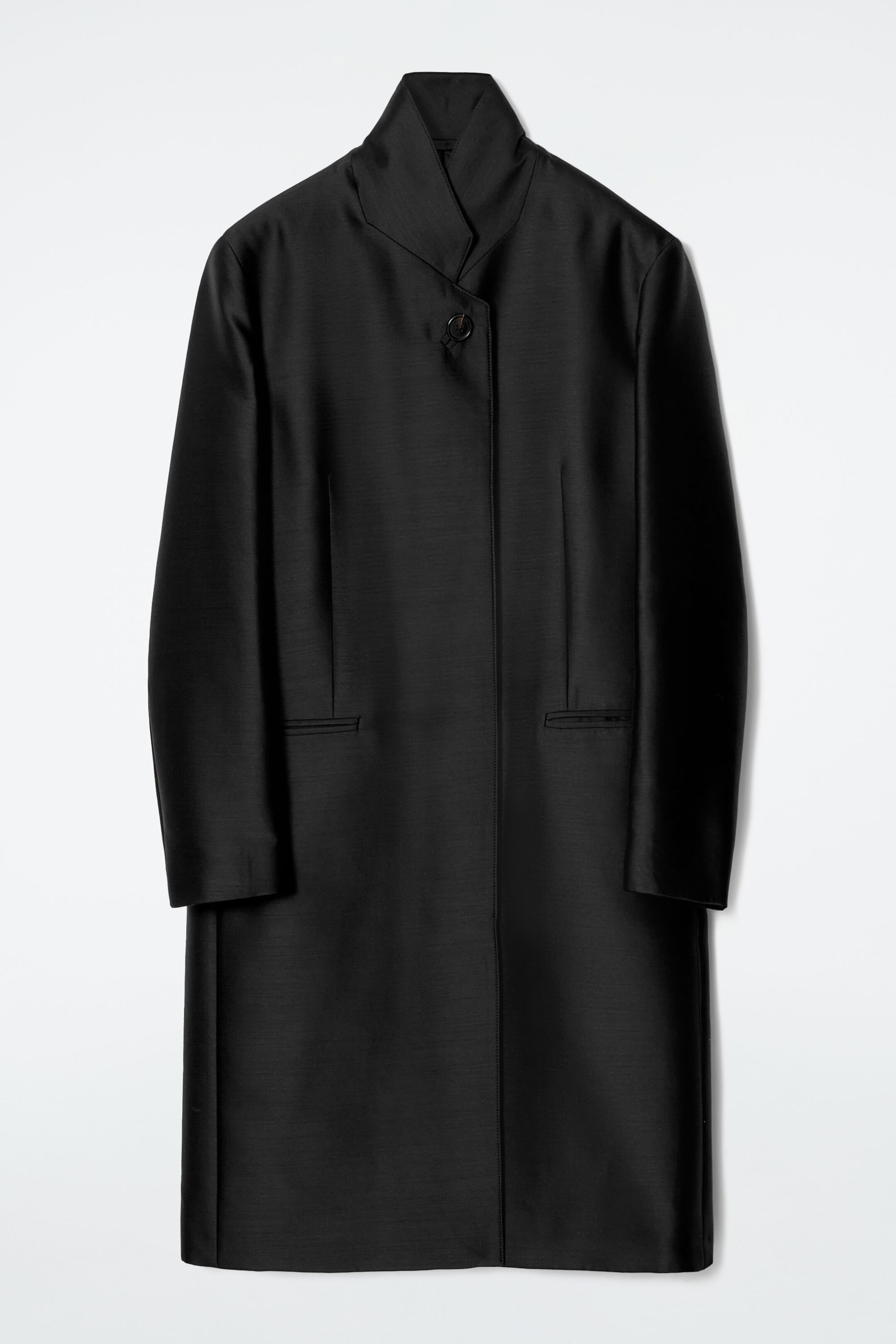 SINGLE-BREASTED WOOL-SATIN COAT