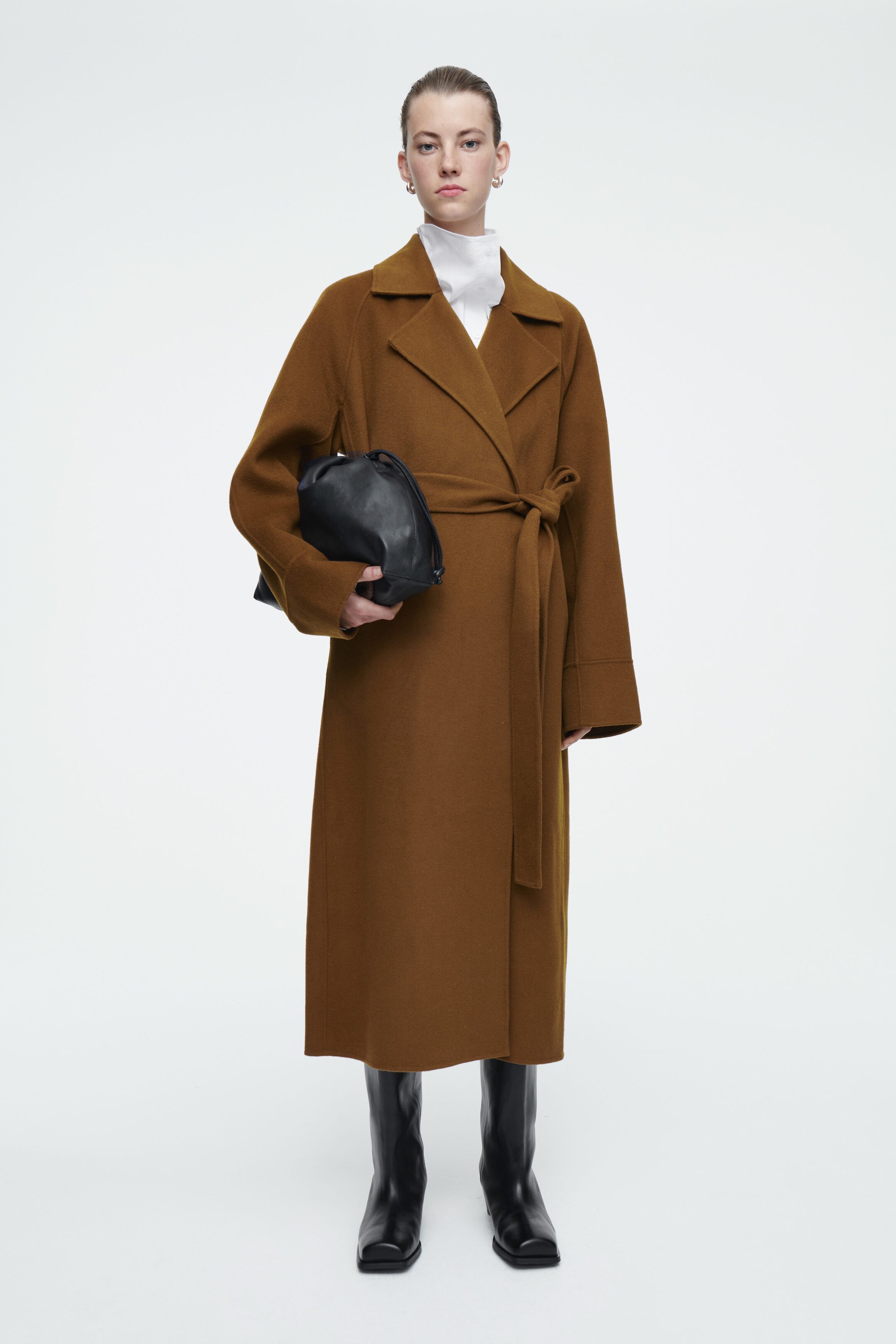 BELTED DOUBLE-FACED WOOL COAT