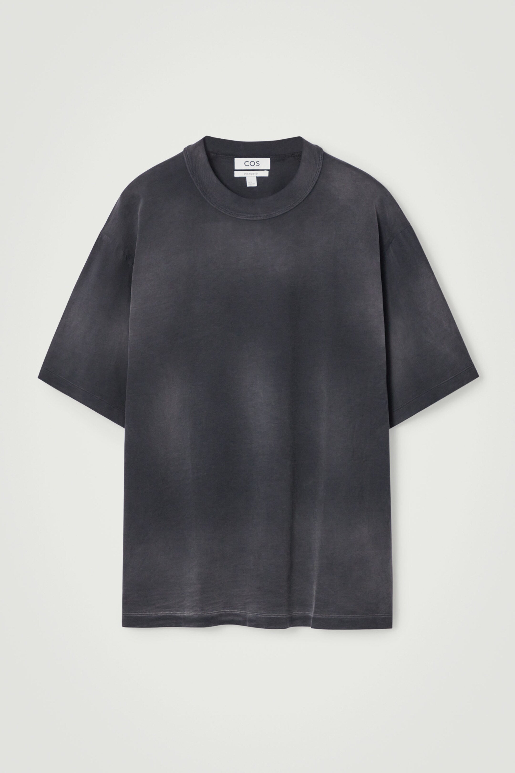 OVERSIZED FADED MOCK-NECK COTTON T-SHIRT