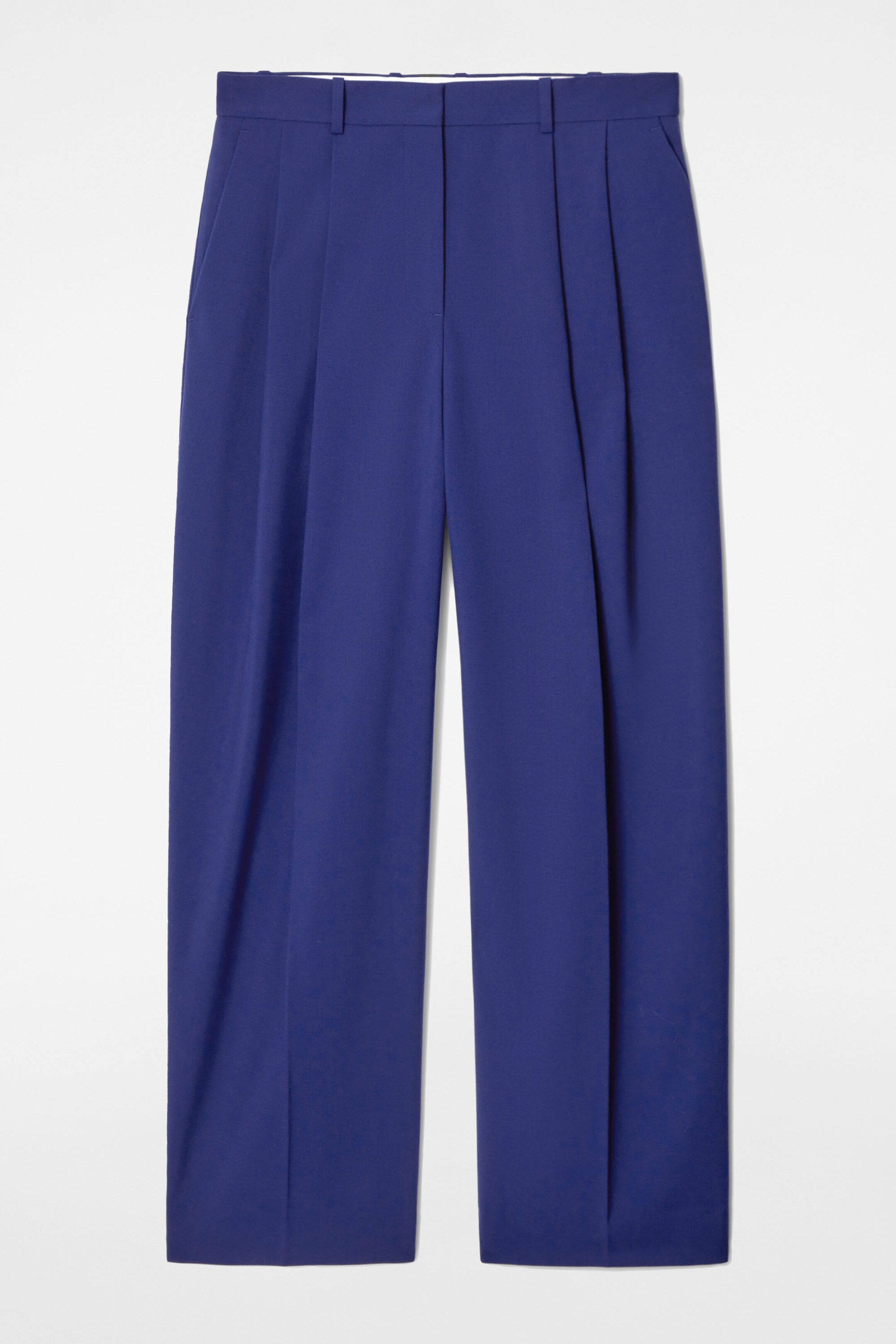 RELAXED TWILL WIDE-LEG TROUSERS