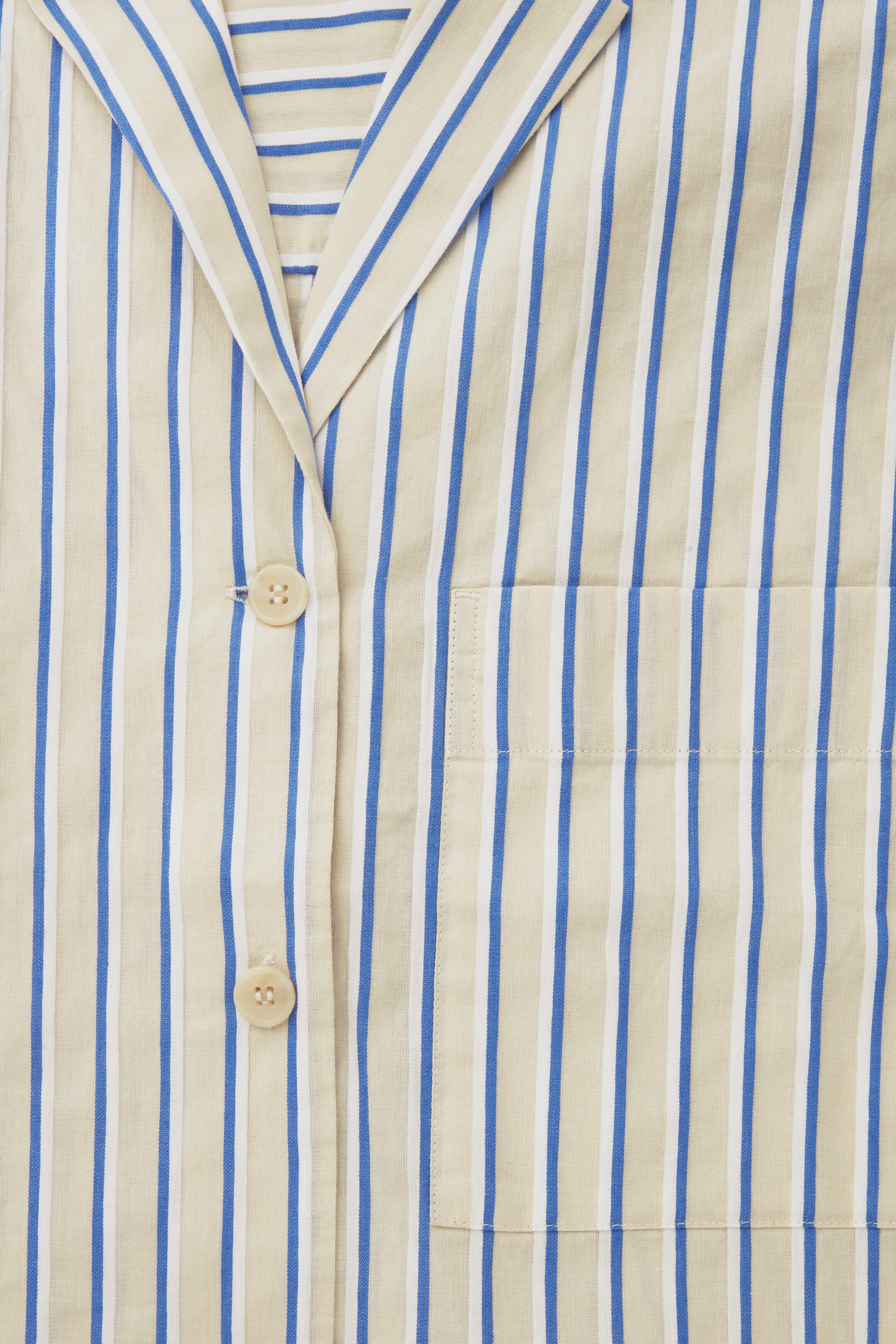 STRIPED LINENBLEND CAMPCOLLAR SHIRT