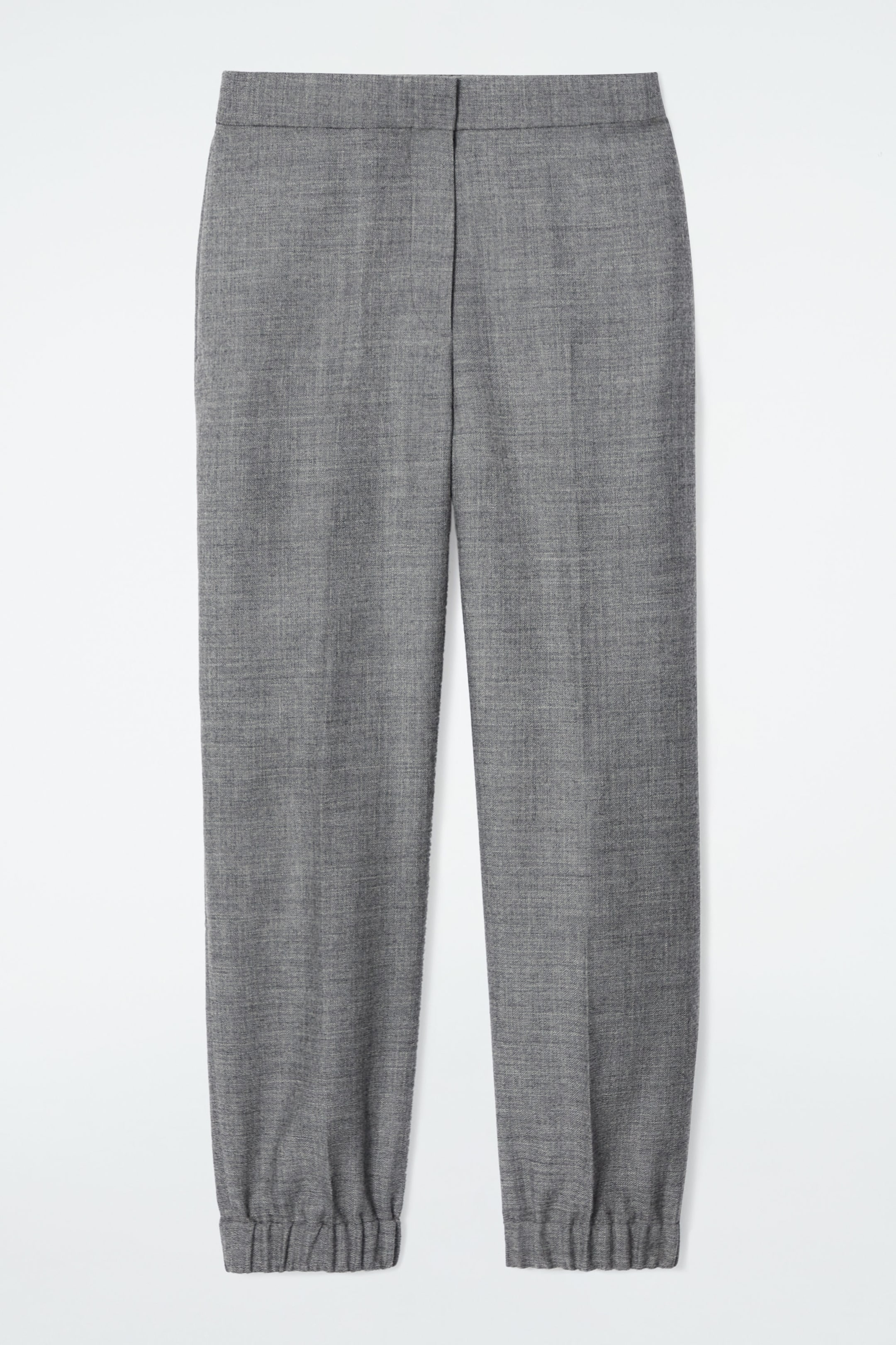 ELASTICATED WOOL-FLANNEL TROUSERS