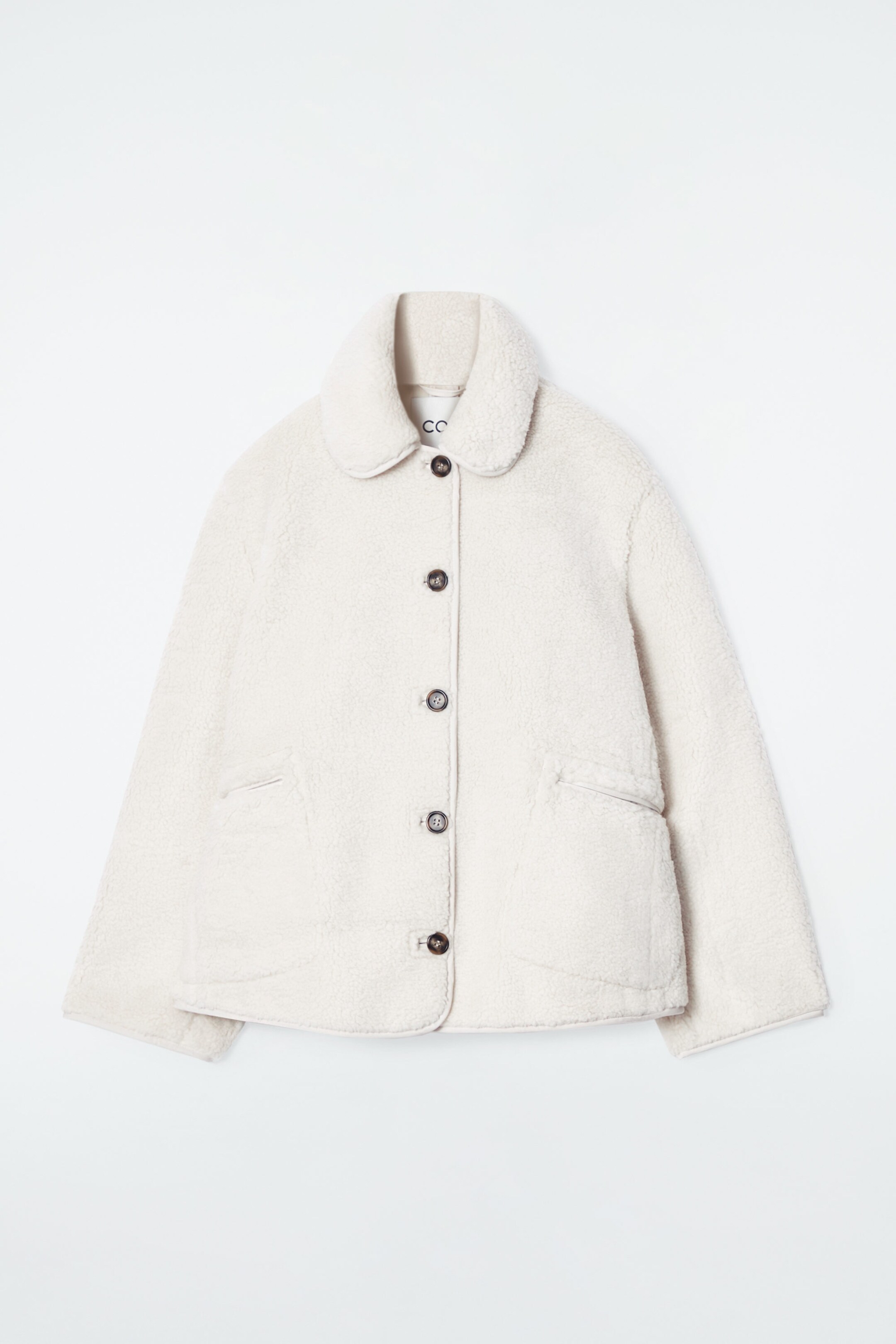 COLLARED FAUX SHEARLING JACKET