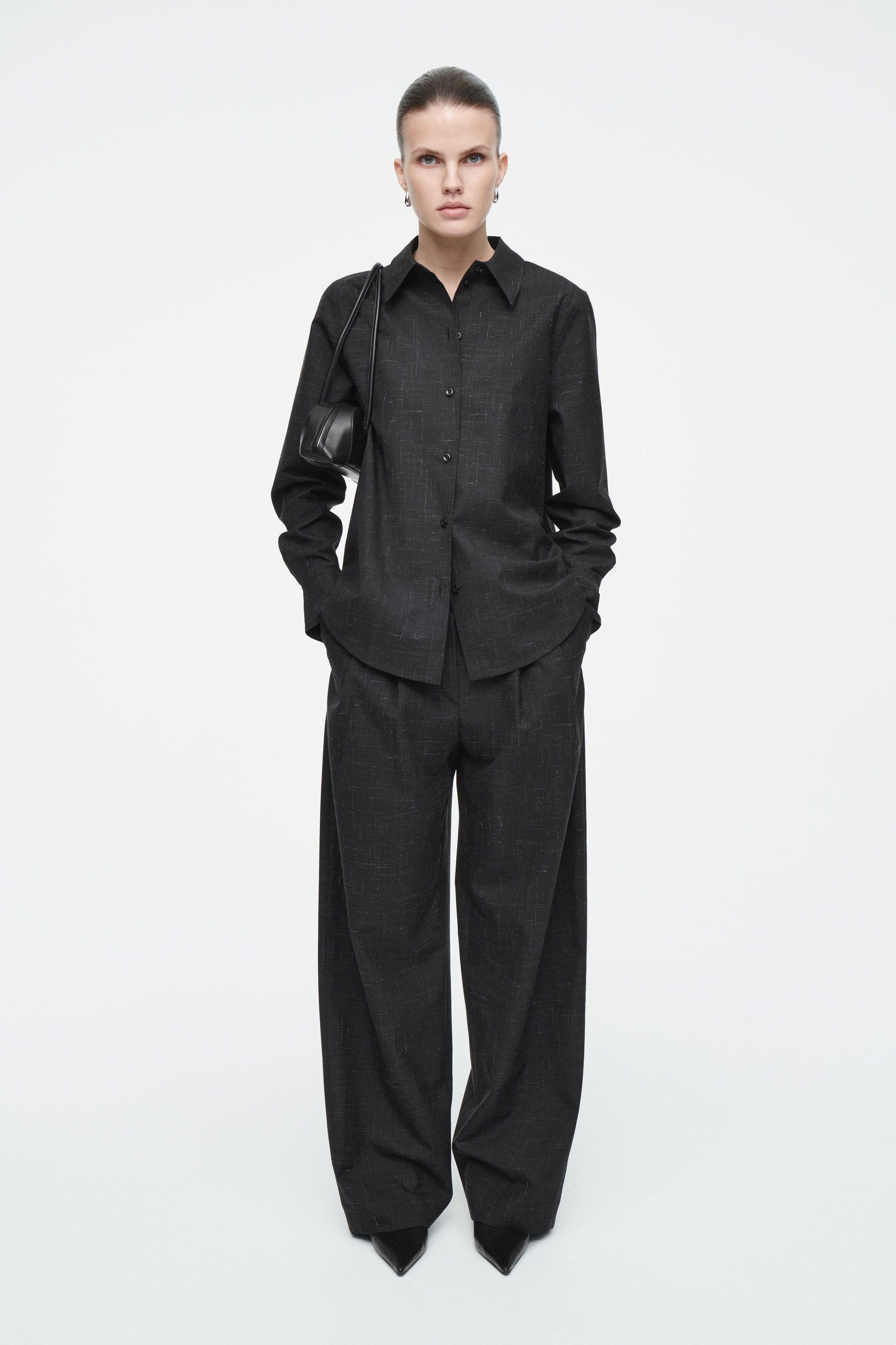 REGULAR FLECKED-WOOL STRAIGHT-LEG TROUSERS