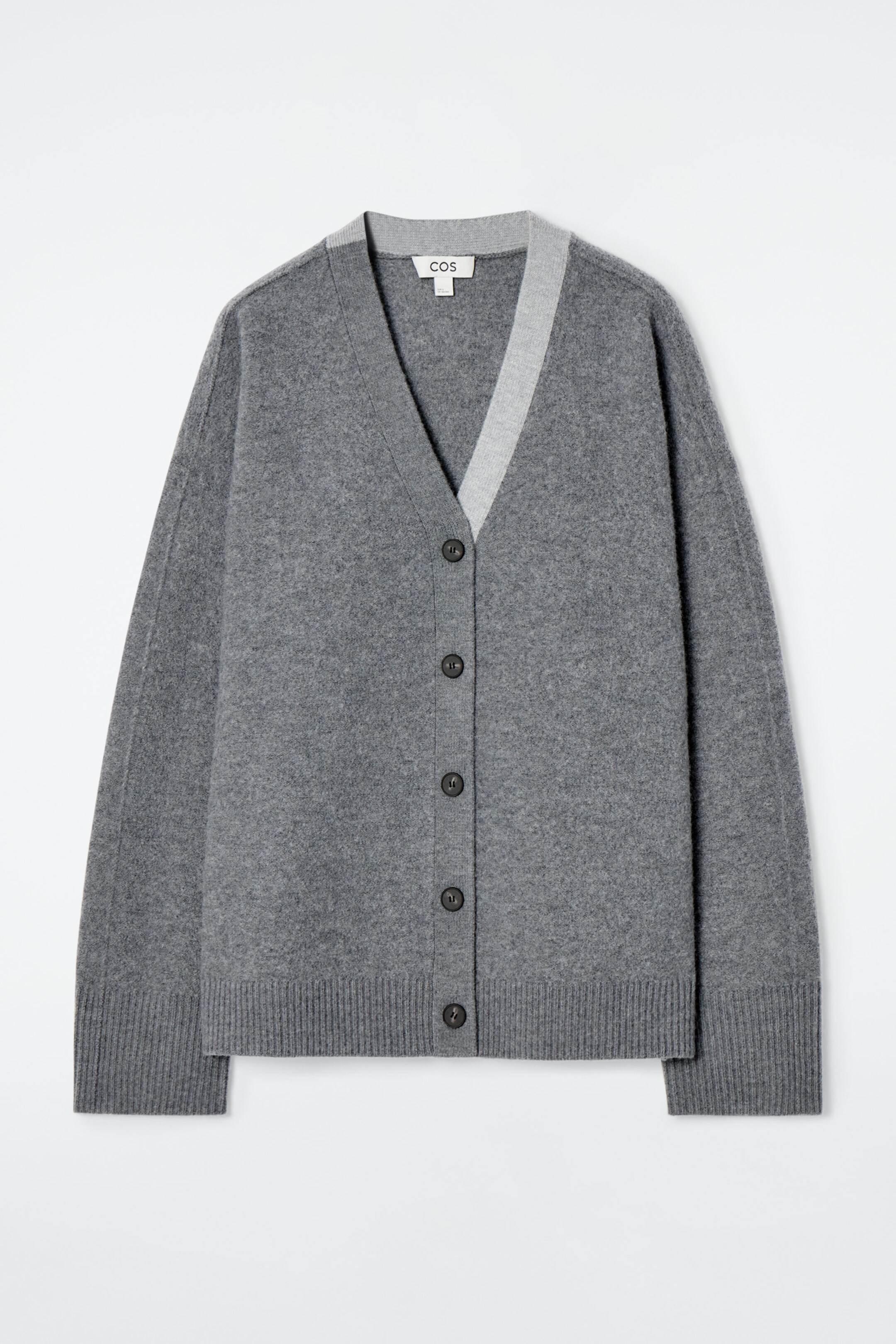 PURE BRUSHED CASHMERE CARDIGAN DARK GREY