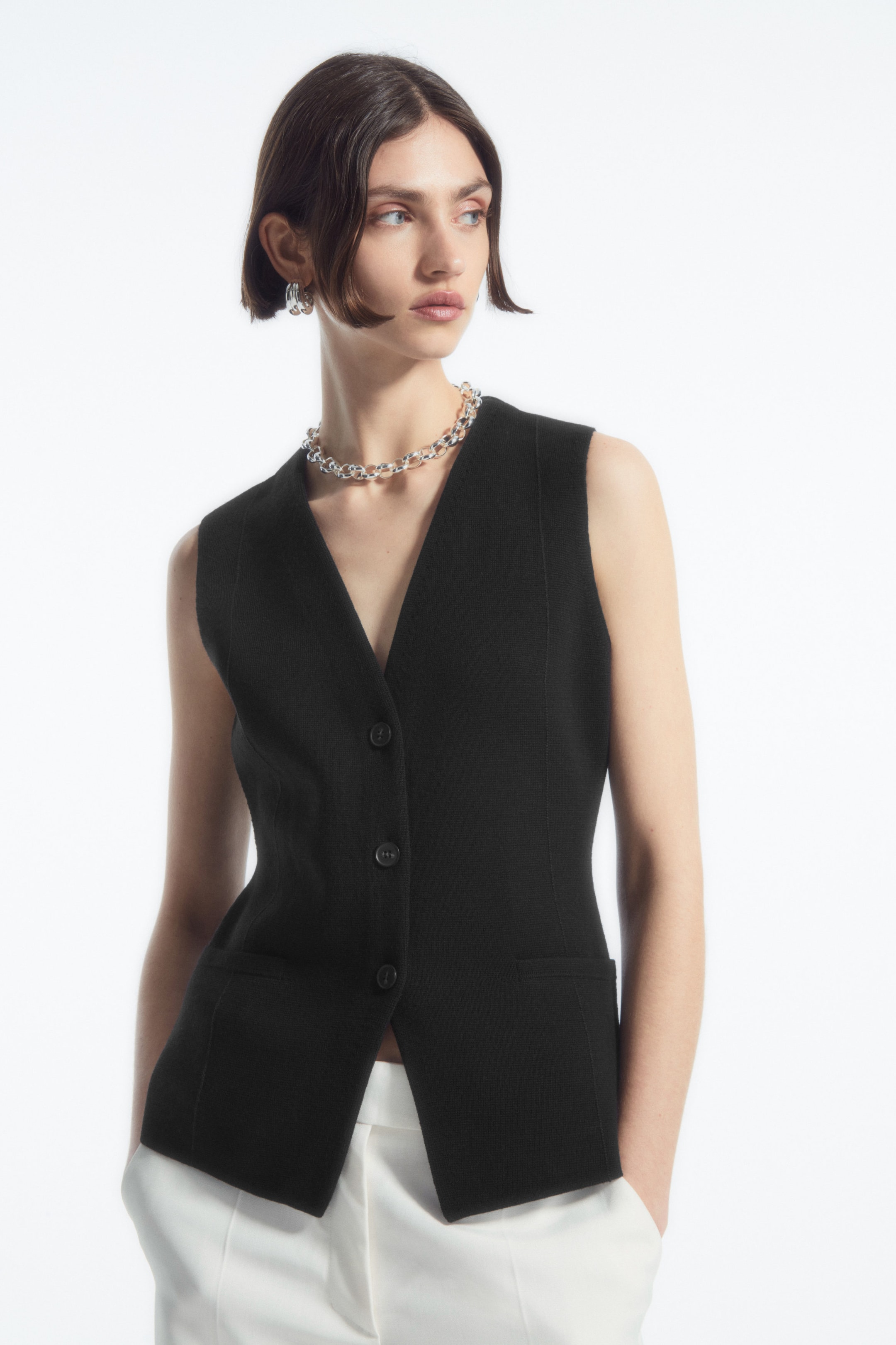 LONG GILET MAILLE DE LAINE