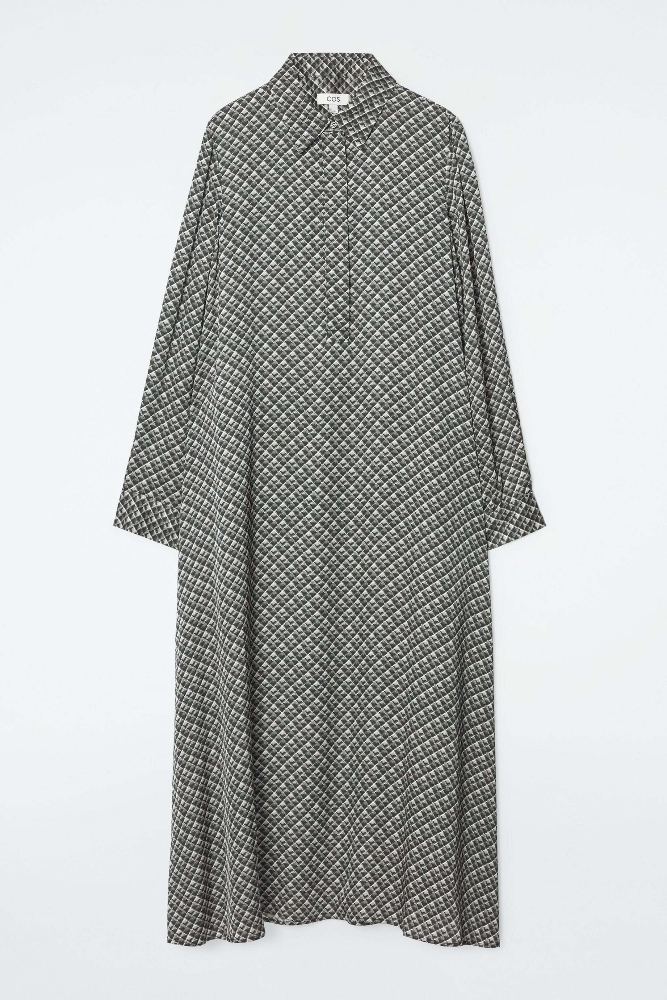 GEOMETRIC-PRINT MAXI SHIRT DRESS