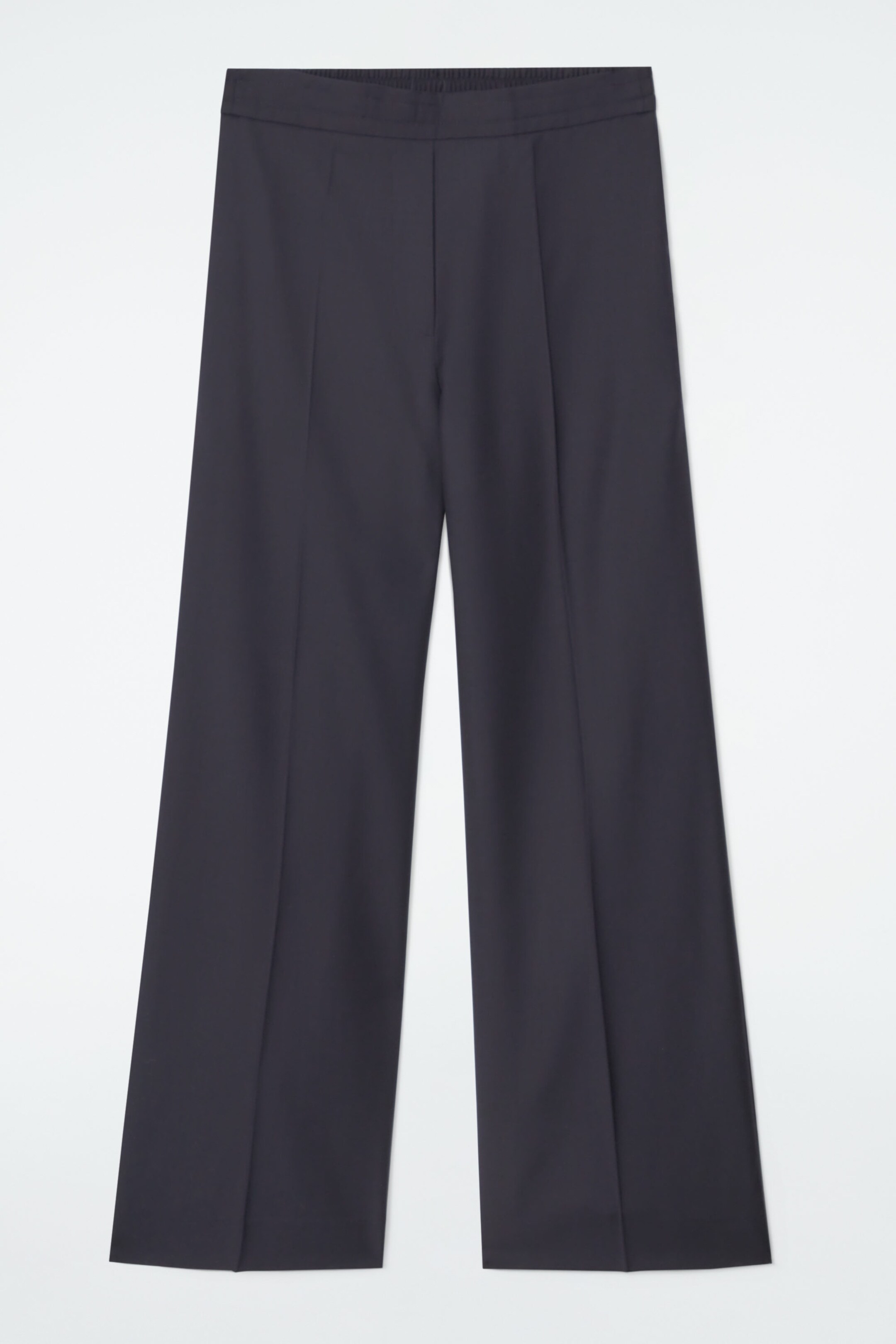 REGULAR ELASTICATED WOOL STRAIGHT-LEG TROUSERS