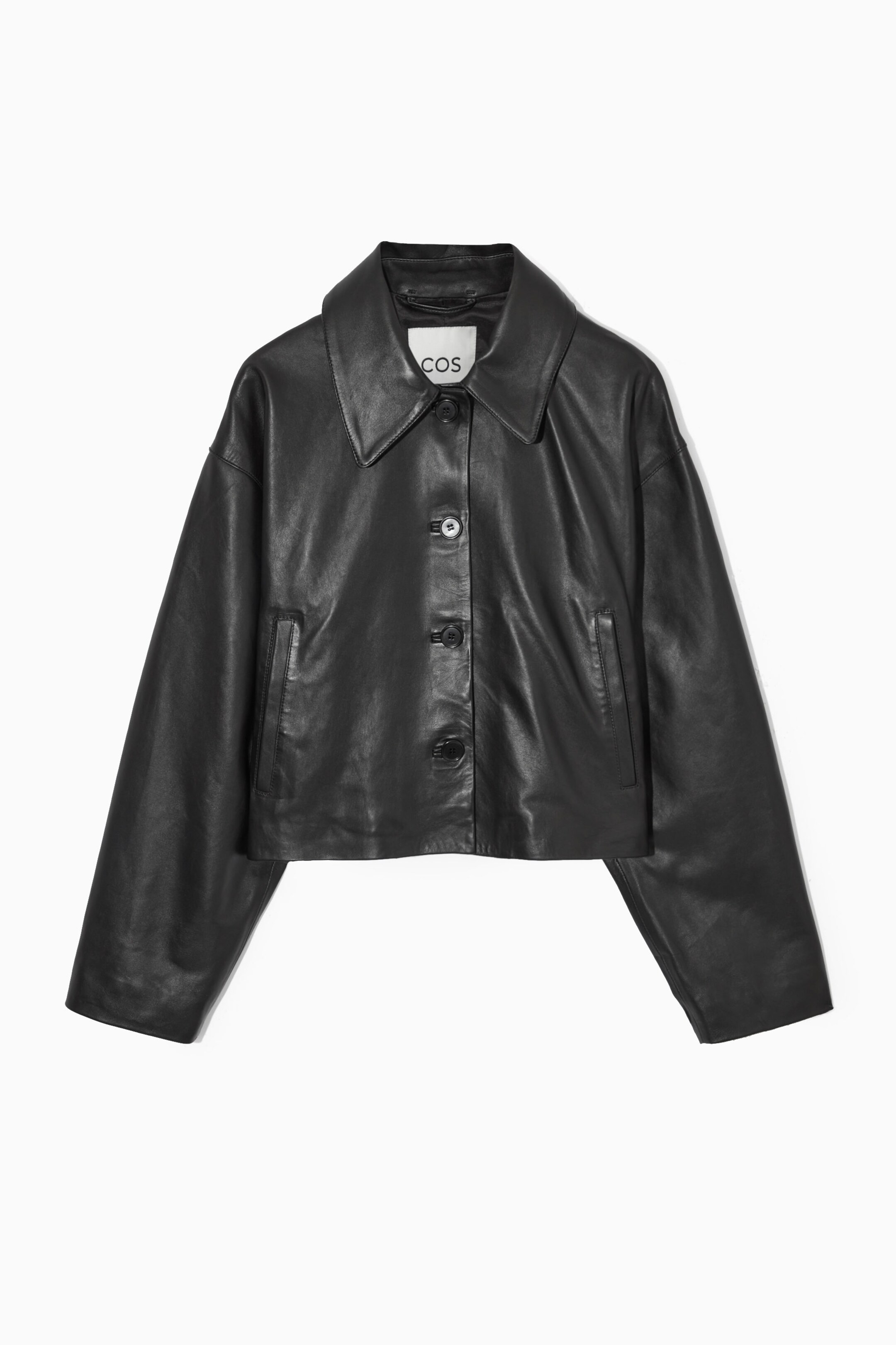 OVERSIZED CROPPED LEATHER BLOUSON JACKET