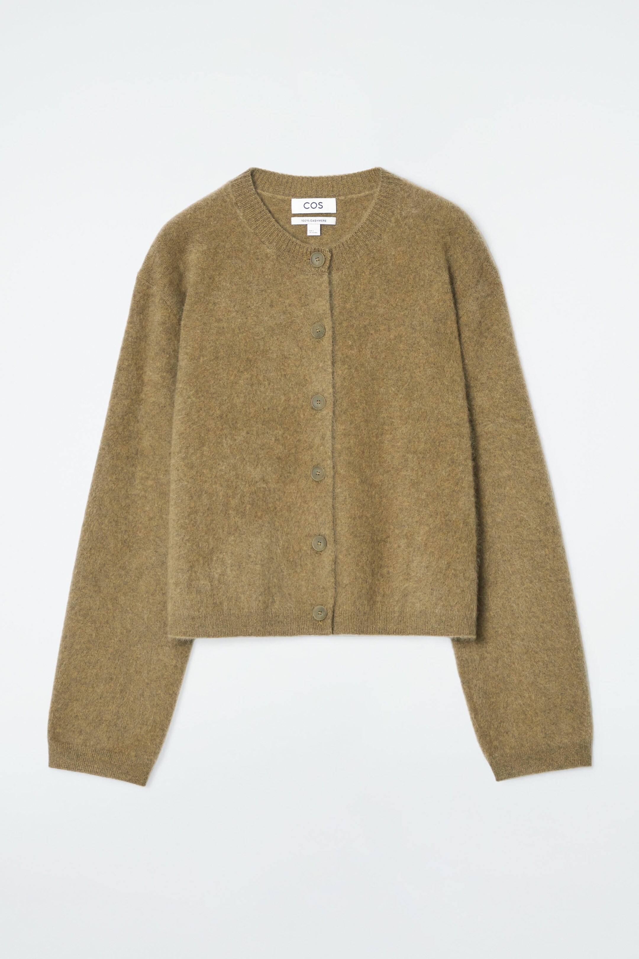 PURE BRUSHED CASHMERE CARDIGAN GREEN