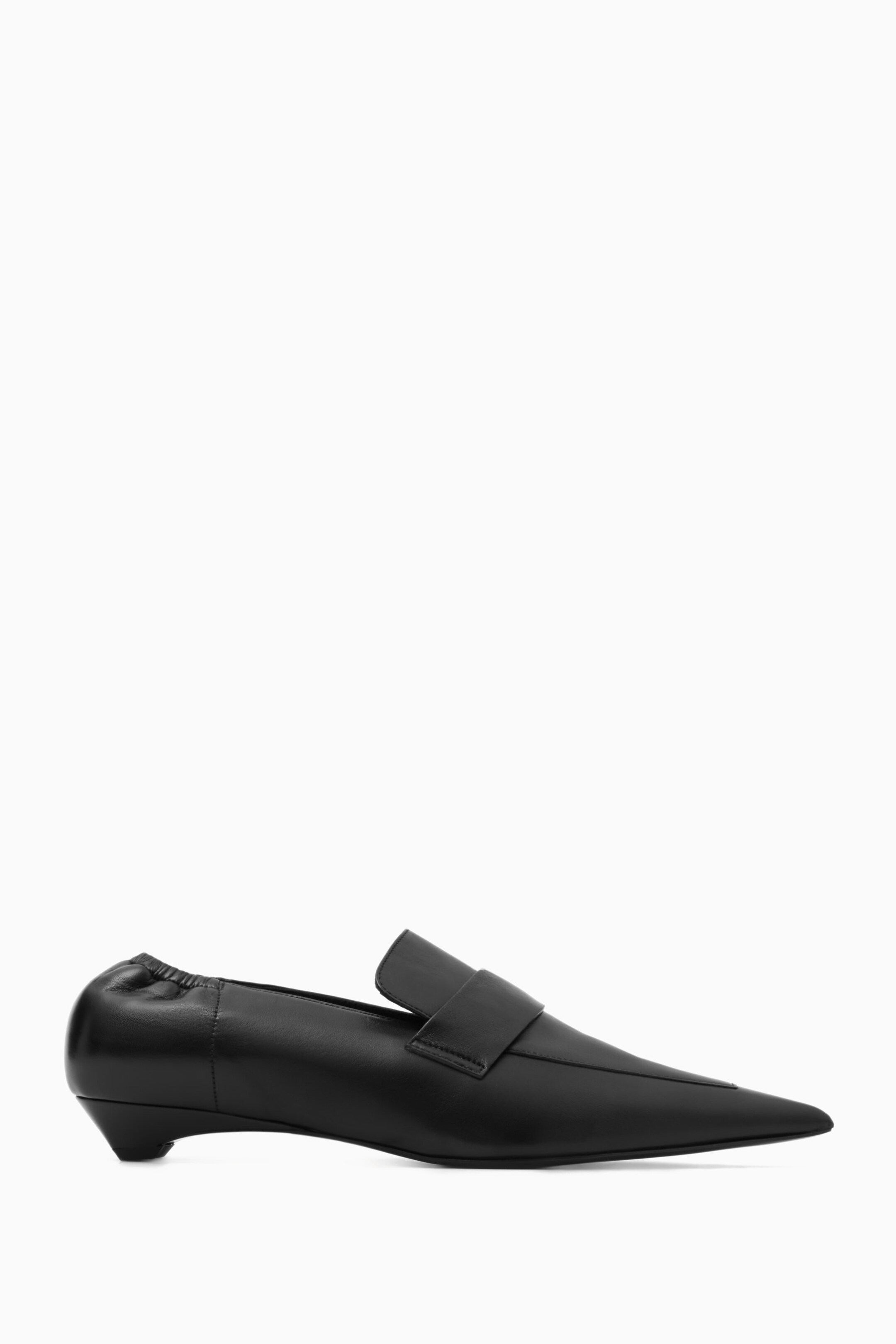 POINTED LEATHER KITTEN-HEEL LOAFERS