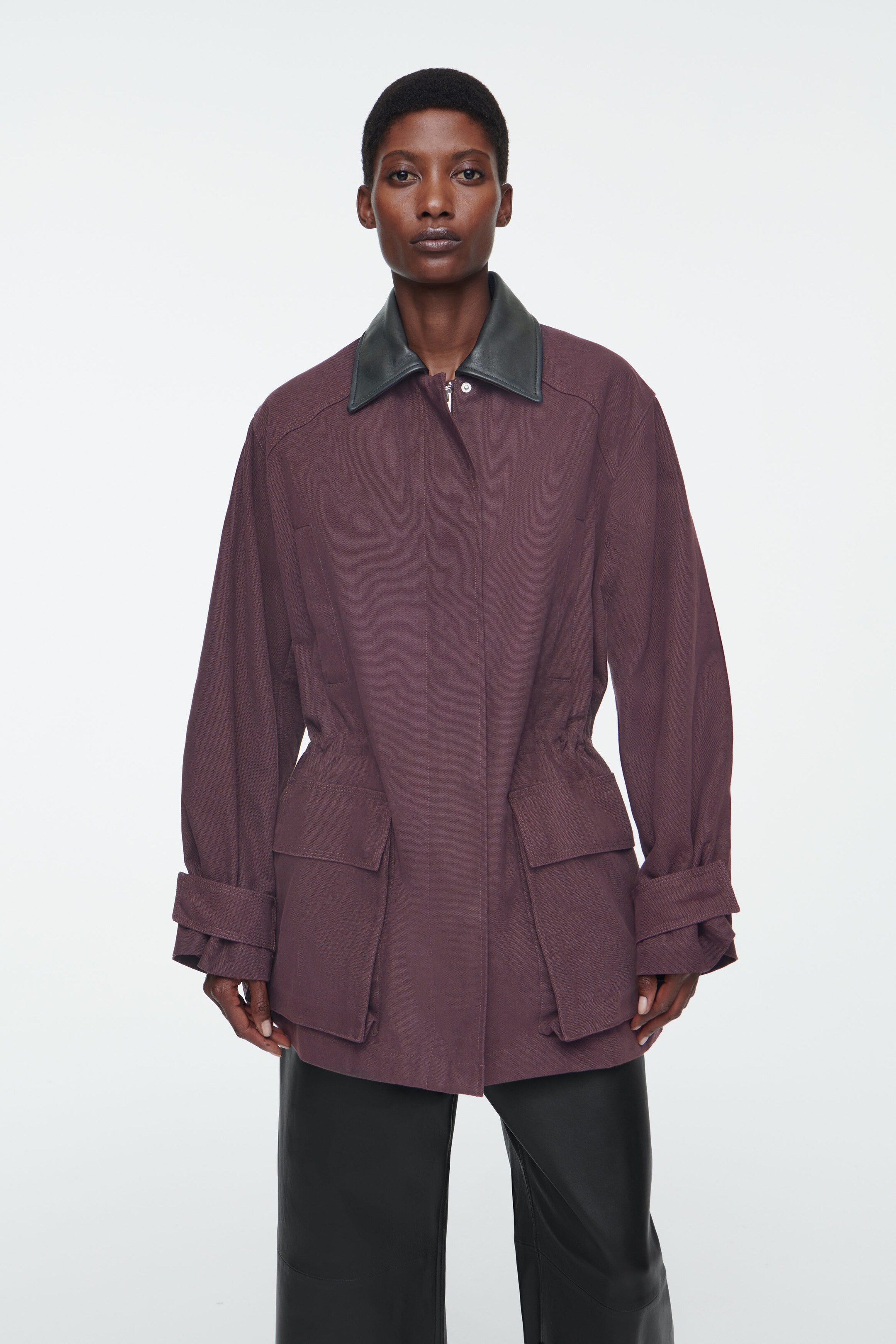 LEATHER-COLLAR FIELD JACKET