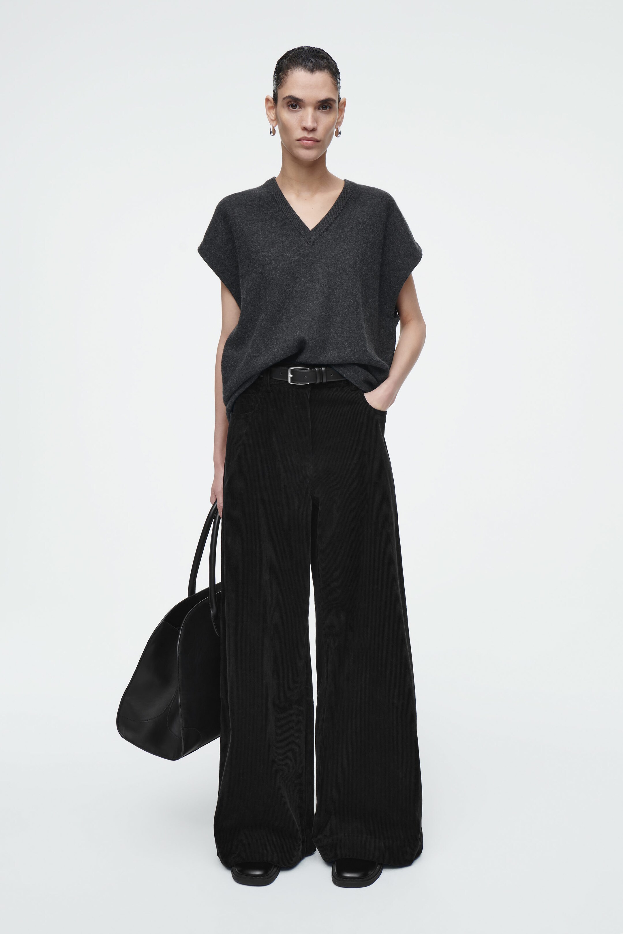 CORDUROY WIDE-LEG TROUSERS