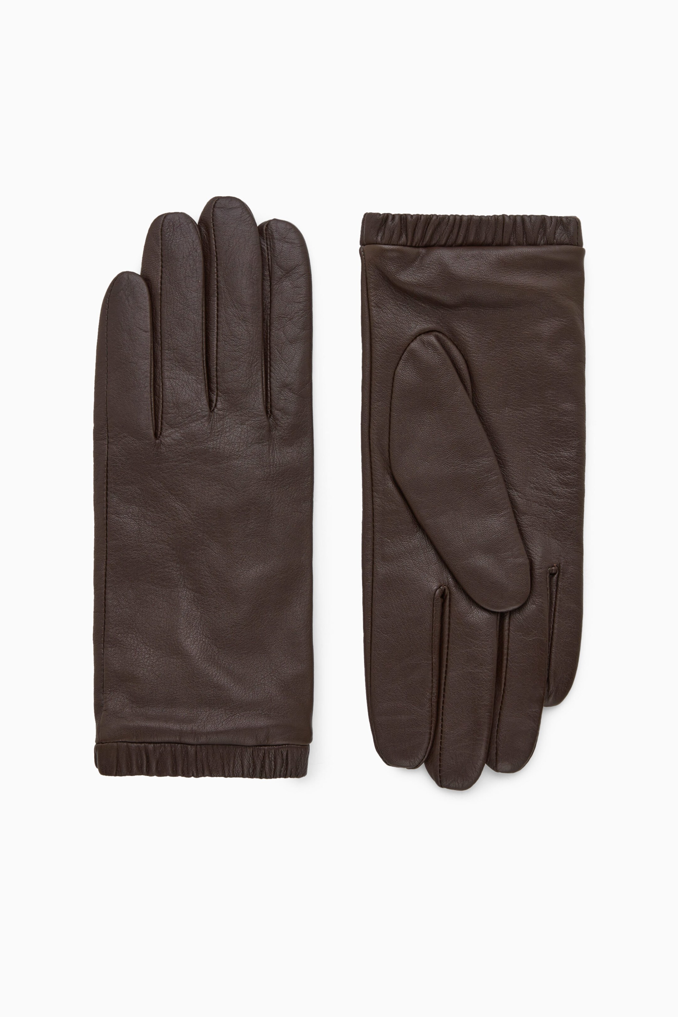 GATHERED LEATHER-CASHMERE GLOVES