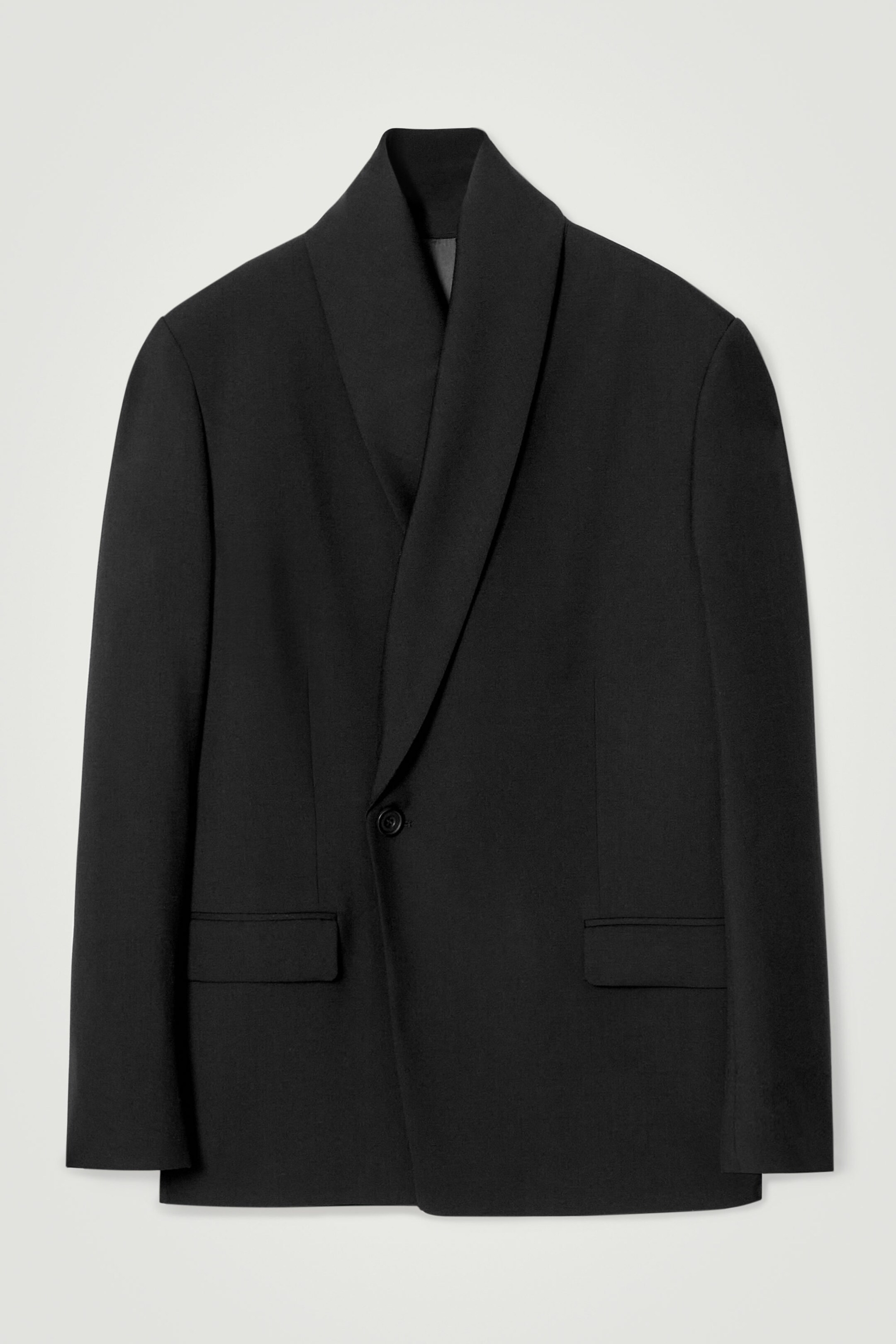 RELAXED SHAWL-COLLAR WOOL-HOPSACK BLAZER