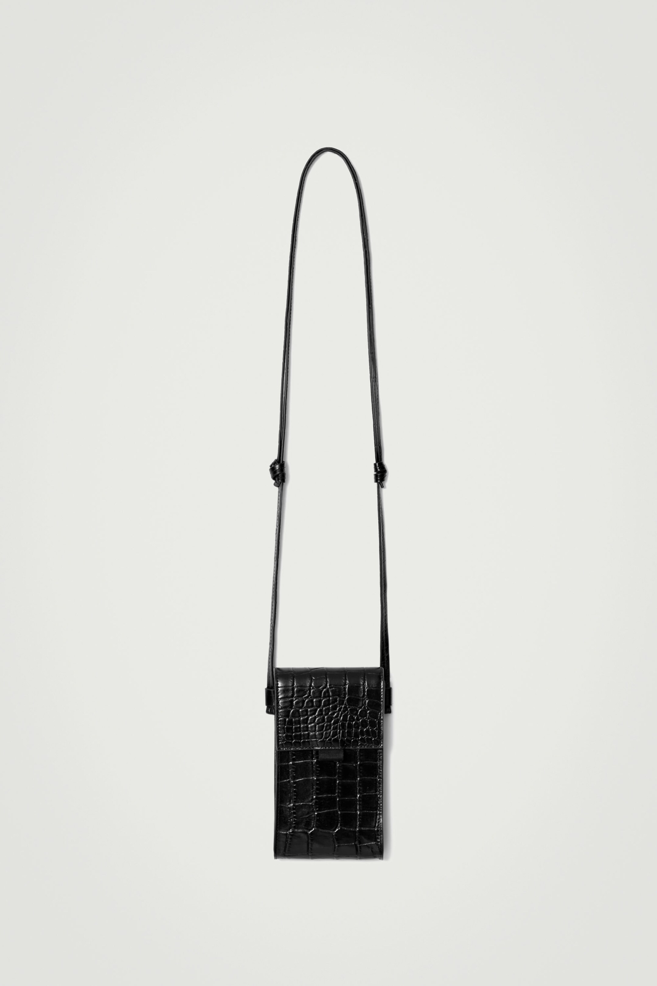 CROC-EFFECT LEATHER CROSSBODY PHONE POUCH