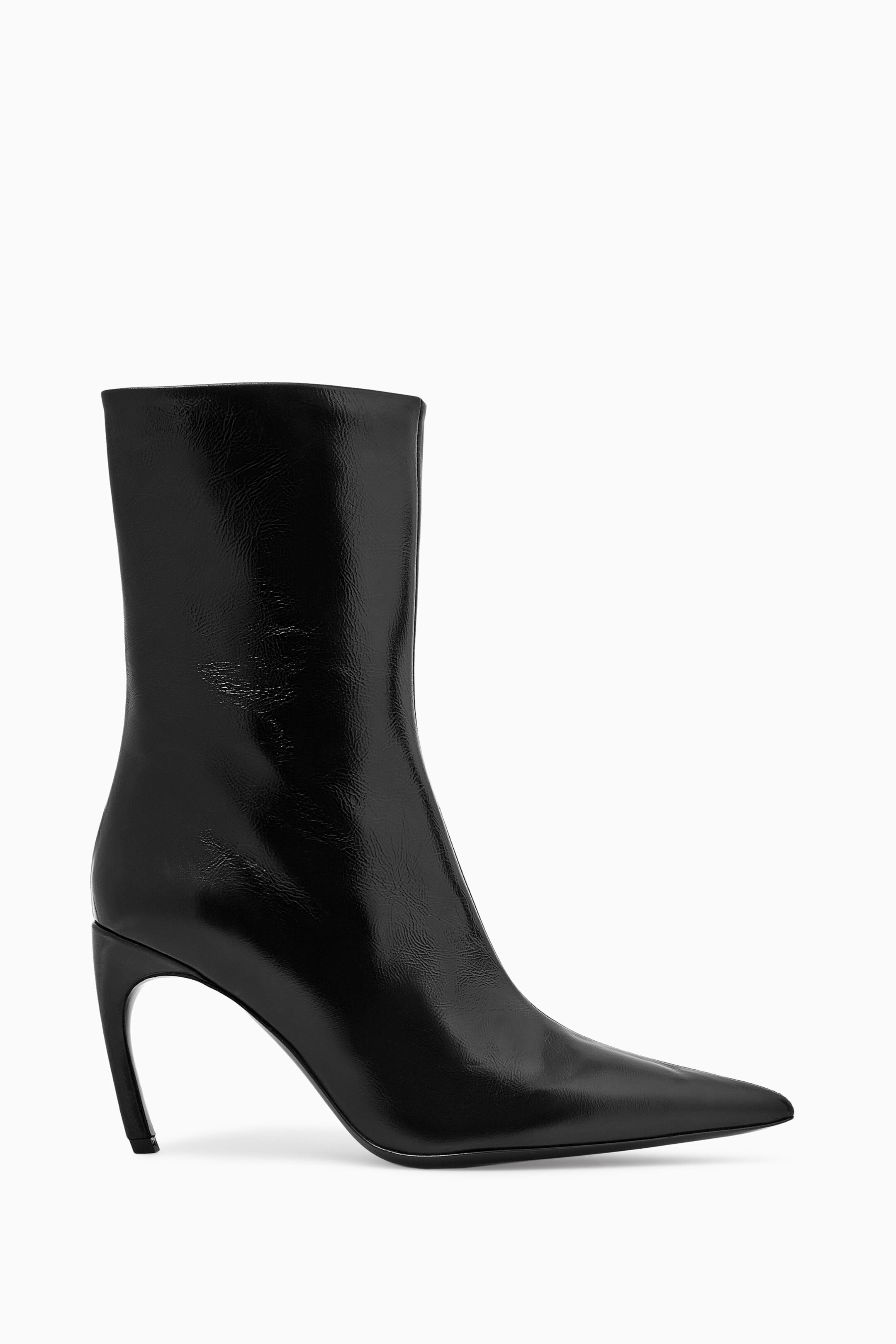 POINTED PATENT-LEATHER ANKLE BOOTS