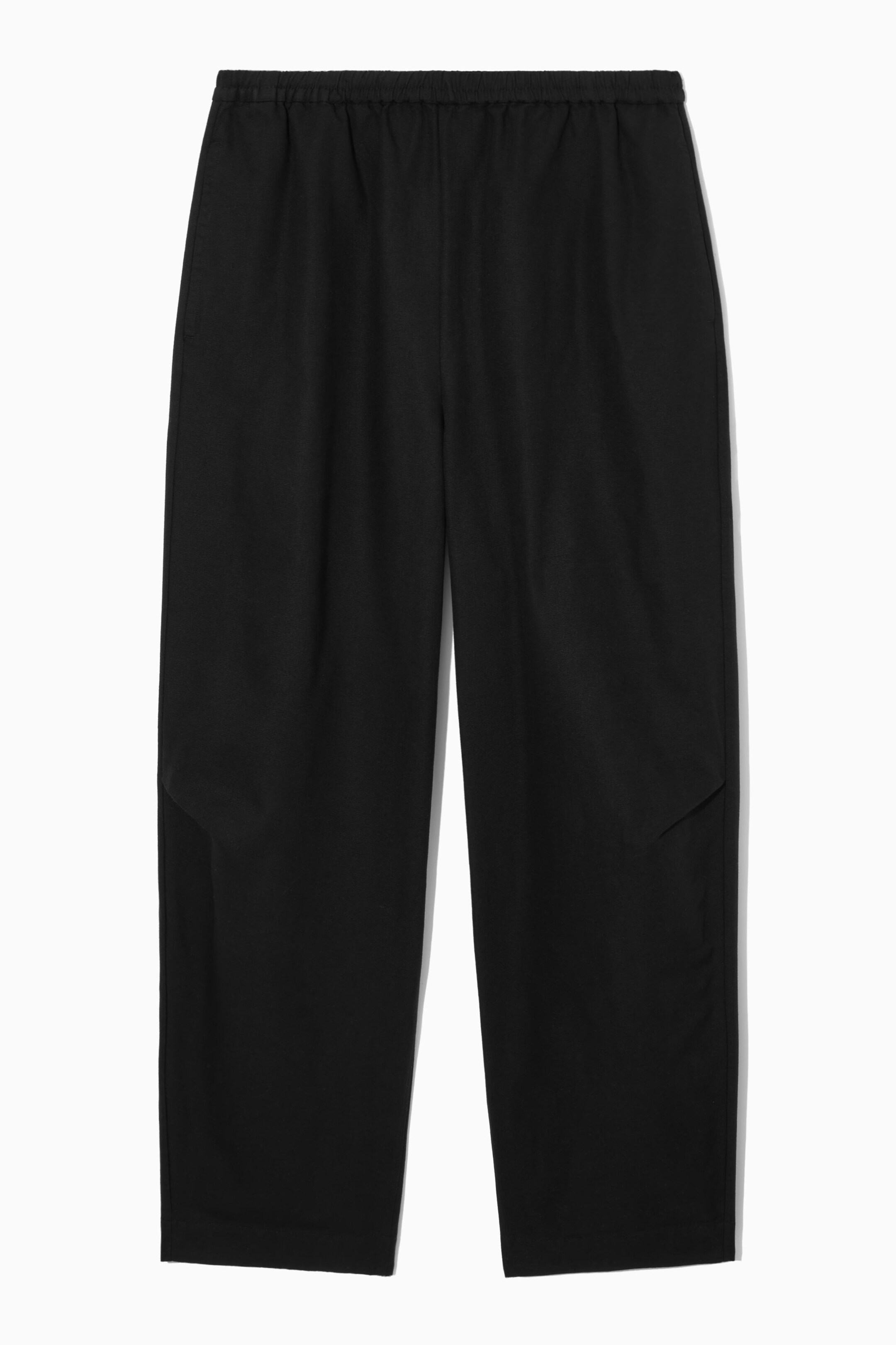 ELASTICATED BARREL-LEG TROUSERS