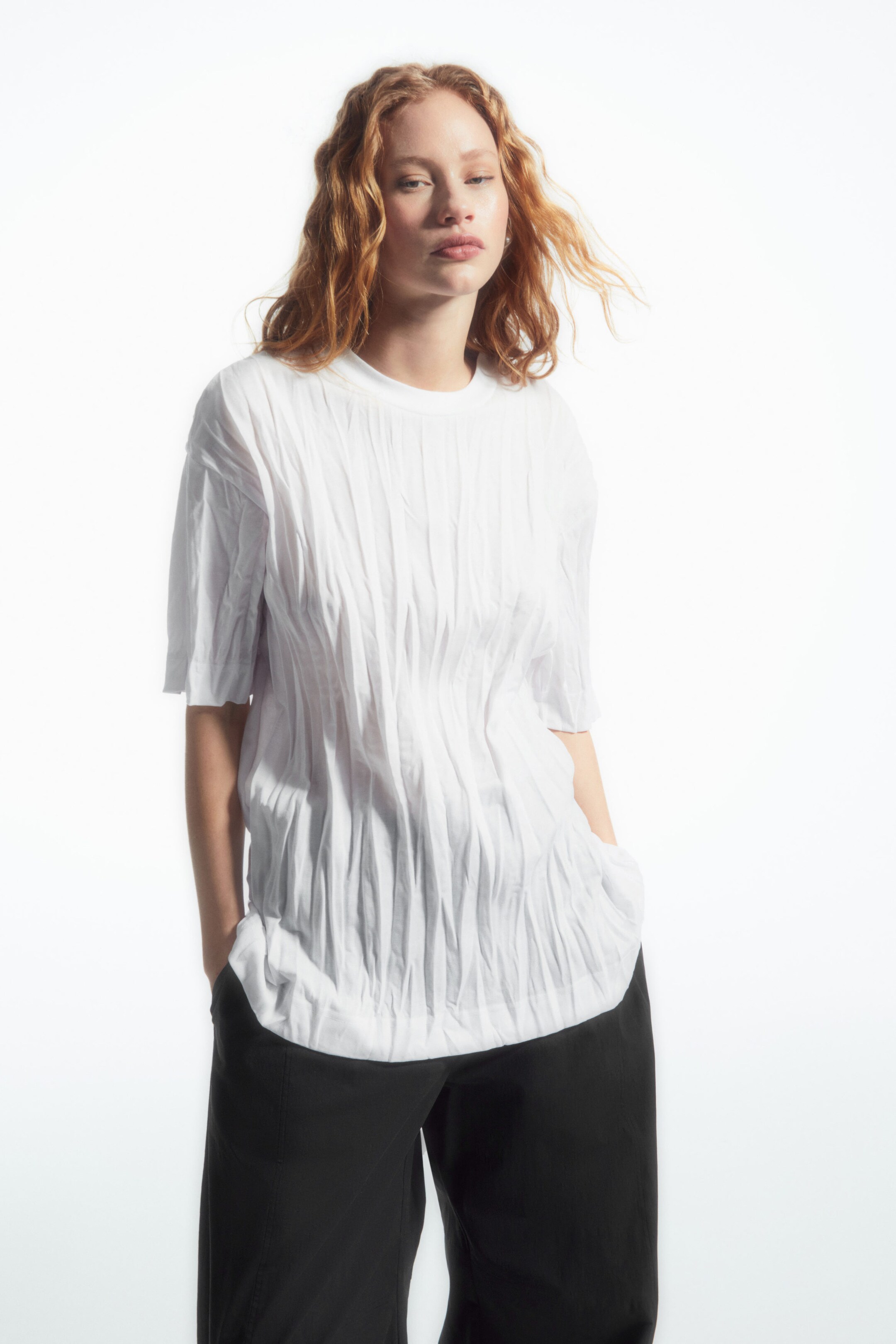 OVERSIZED CRINKLED JERSEY T-SHIRT