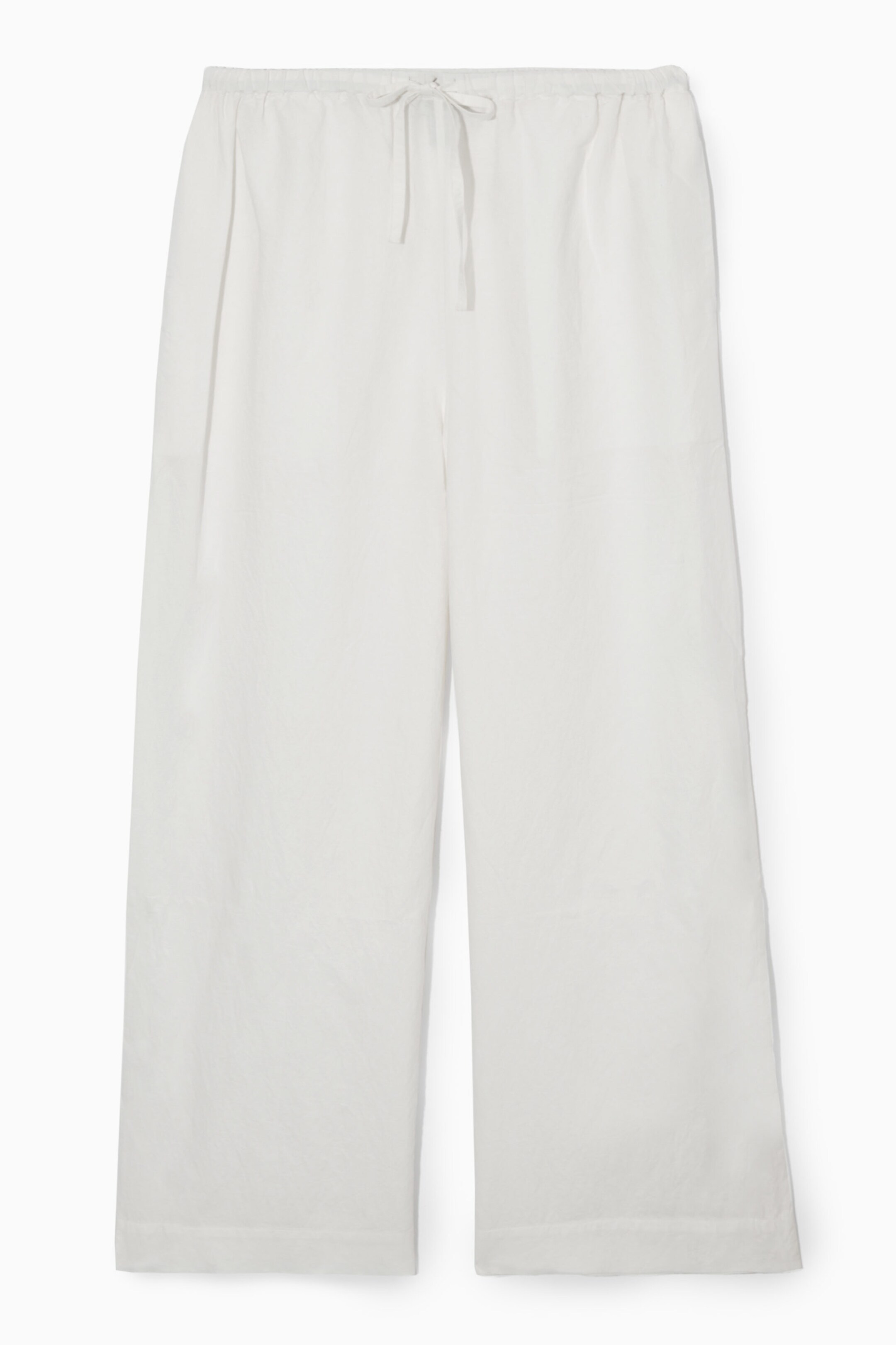 WIDE-LEG LINEN DRAWSTRING TROUSERS