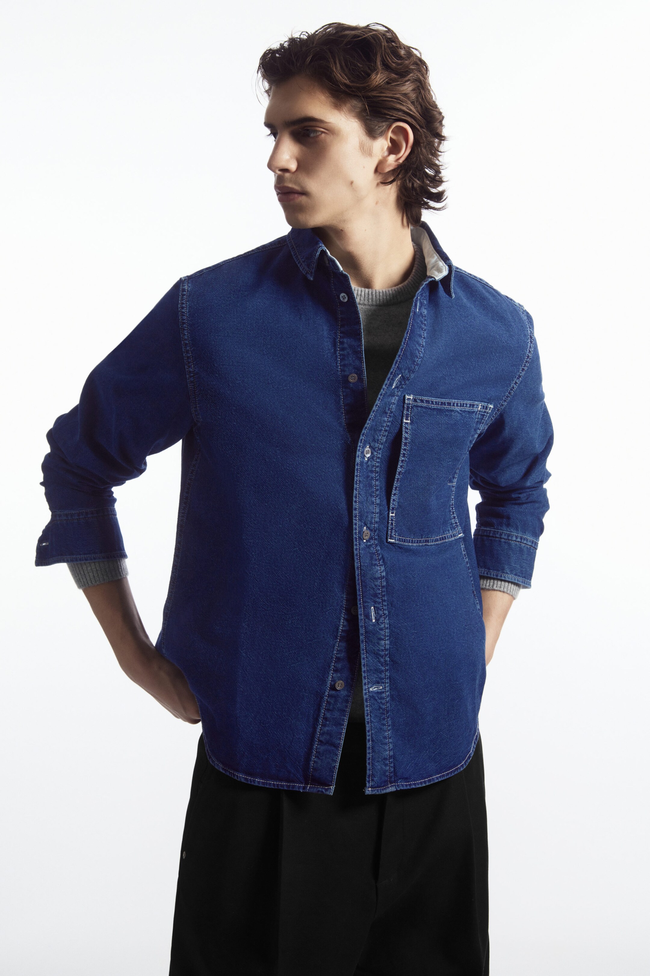 RELAXED COTTON UTILITY OVERSHIRT