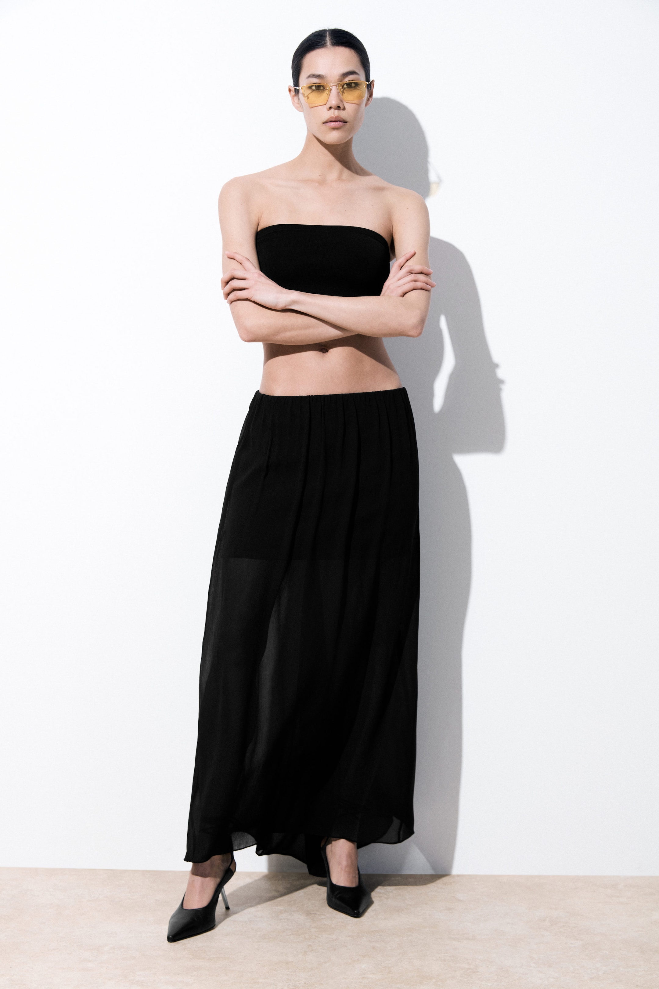 THE CRINKLED SILK-CHIFFON MAXI SKIRT