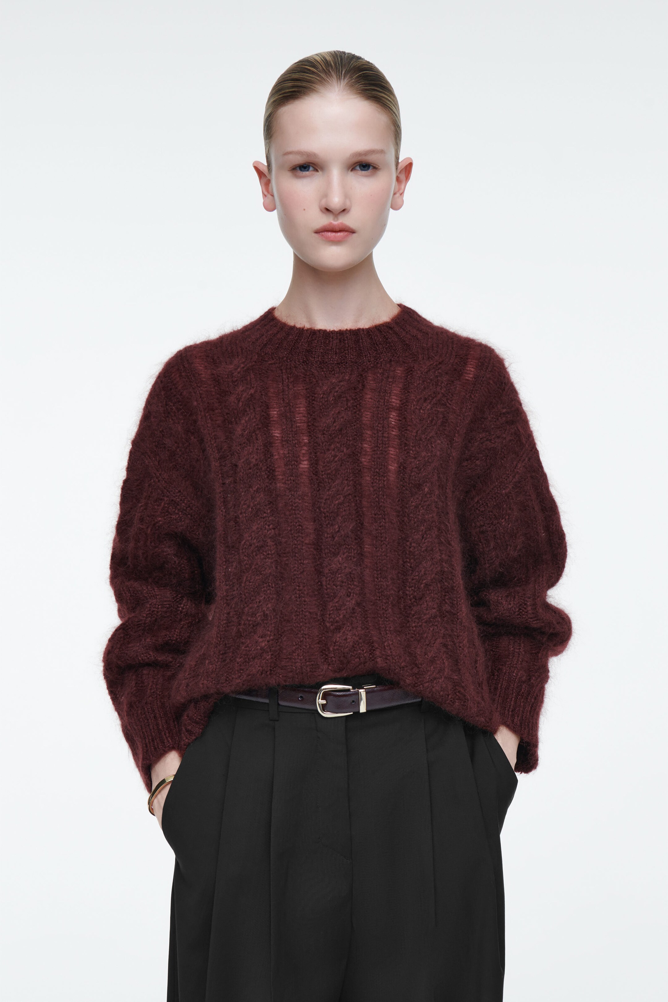 PULL EN MAILLE TORSADÉE DE MOHAIR