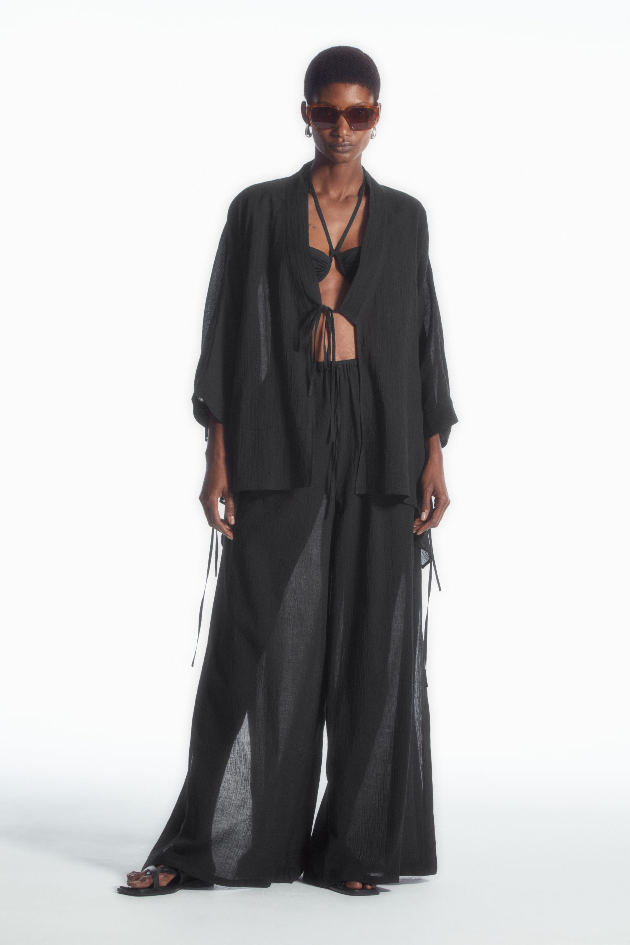 SEMI-SHEER DRAWSTRING PANTS