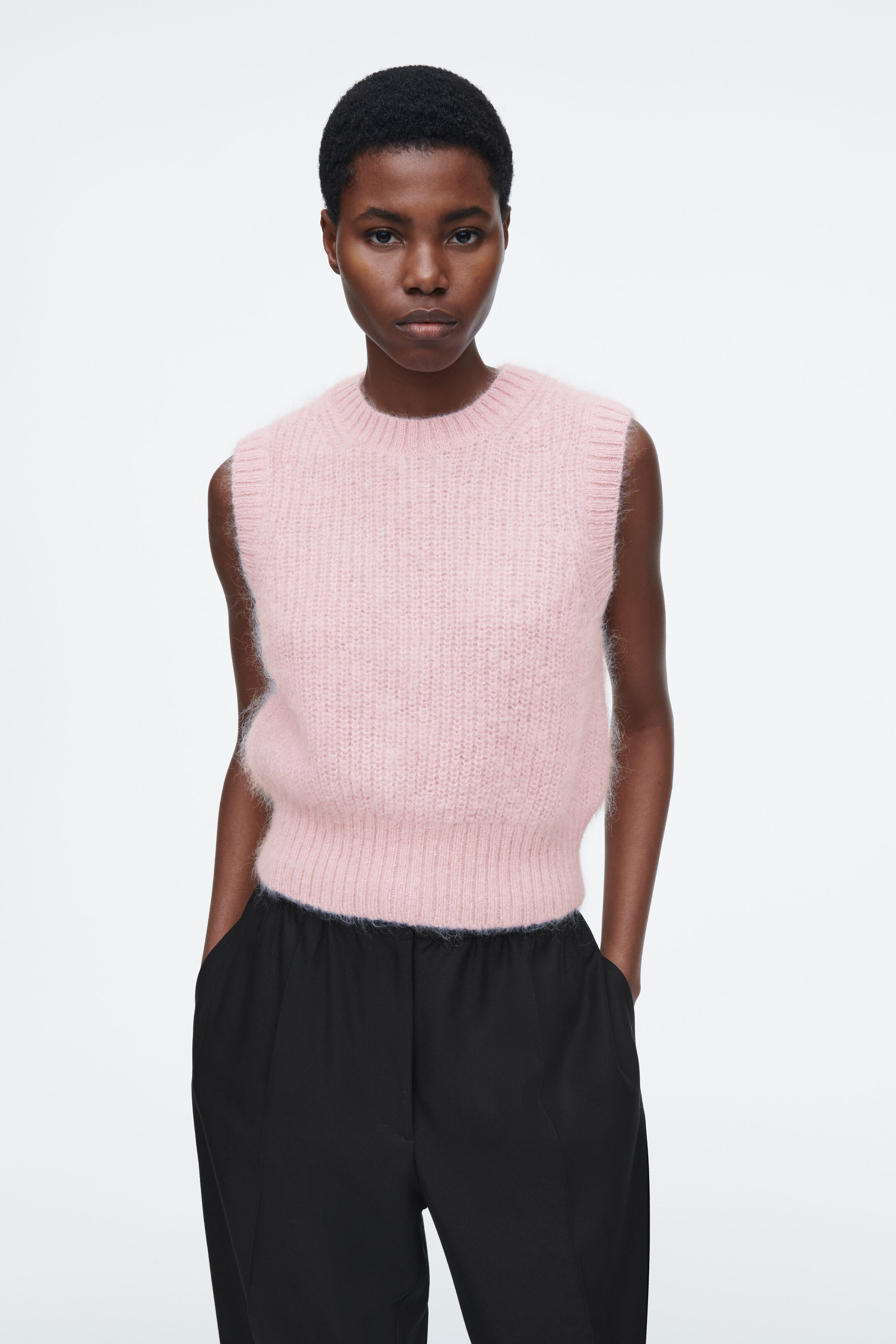 Dreamy light pink high quality mohair sweater vest