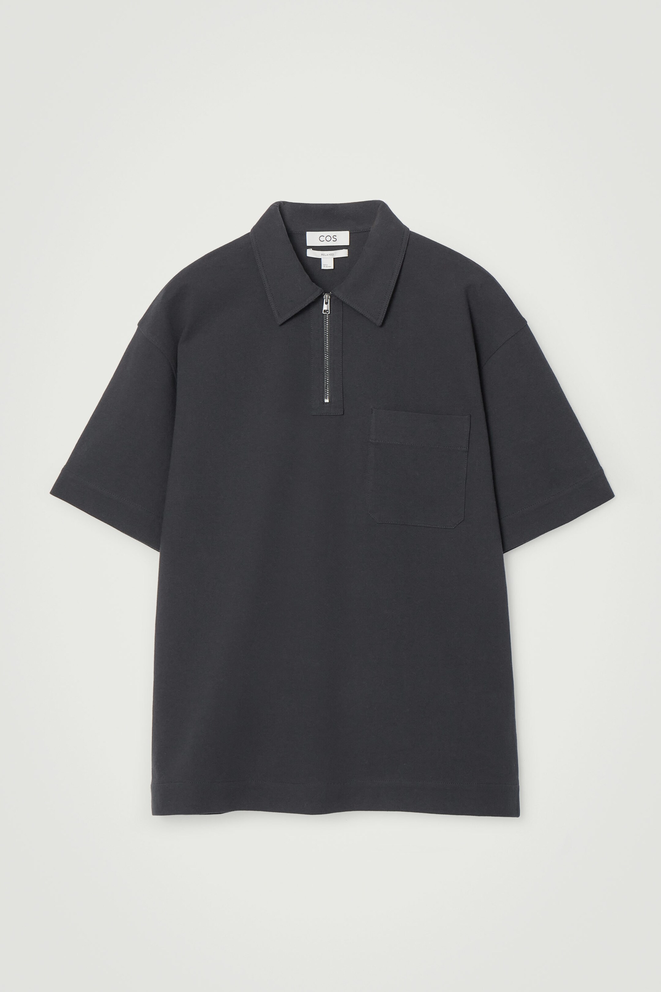 COTTON-TWILL HALF-ZIP POLO SHIRT