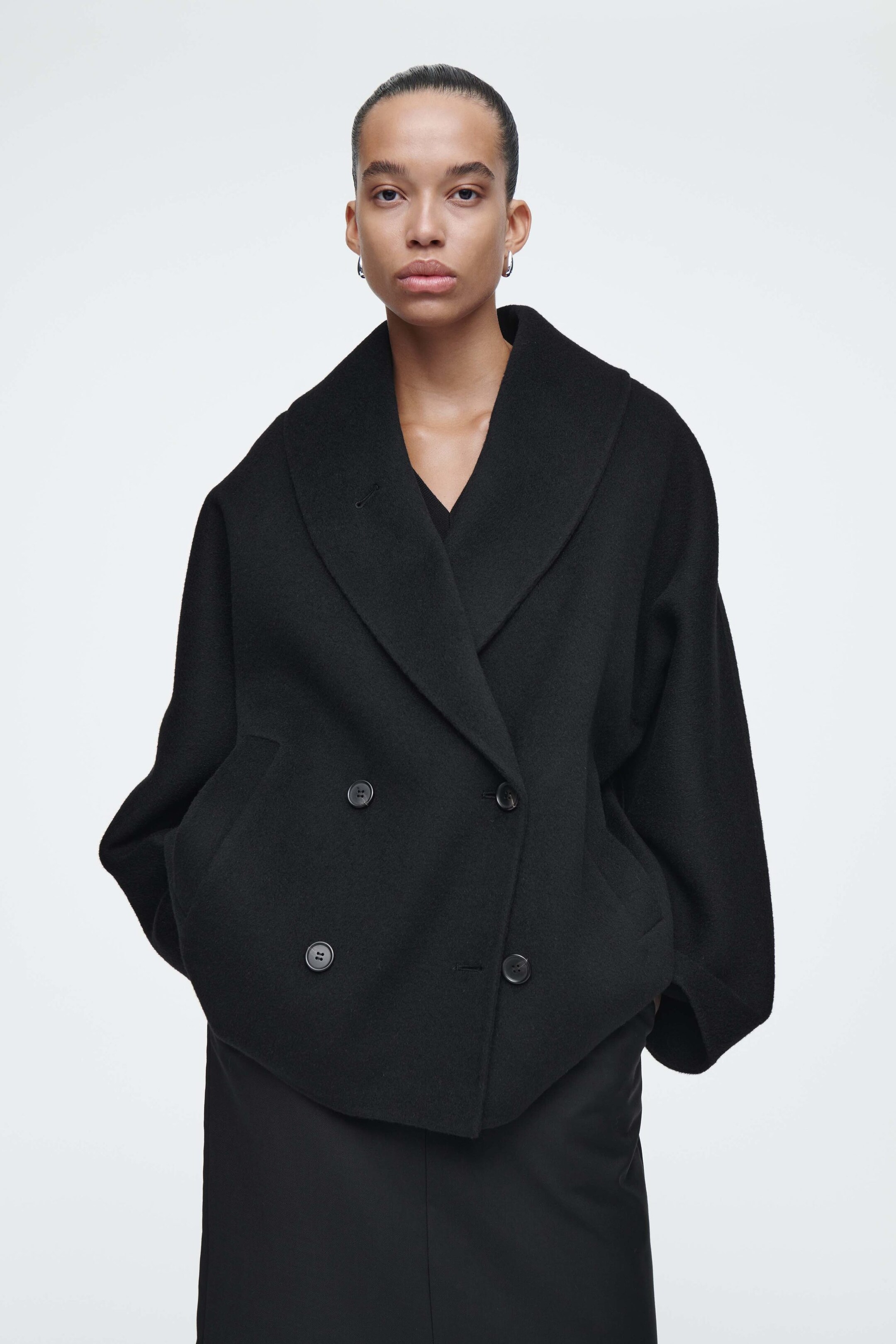 DOUBLE-FACED WOOL PEA COAT