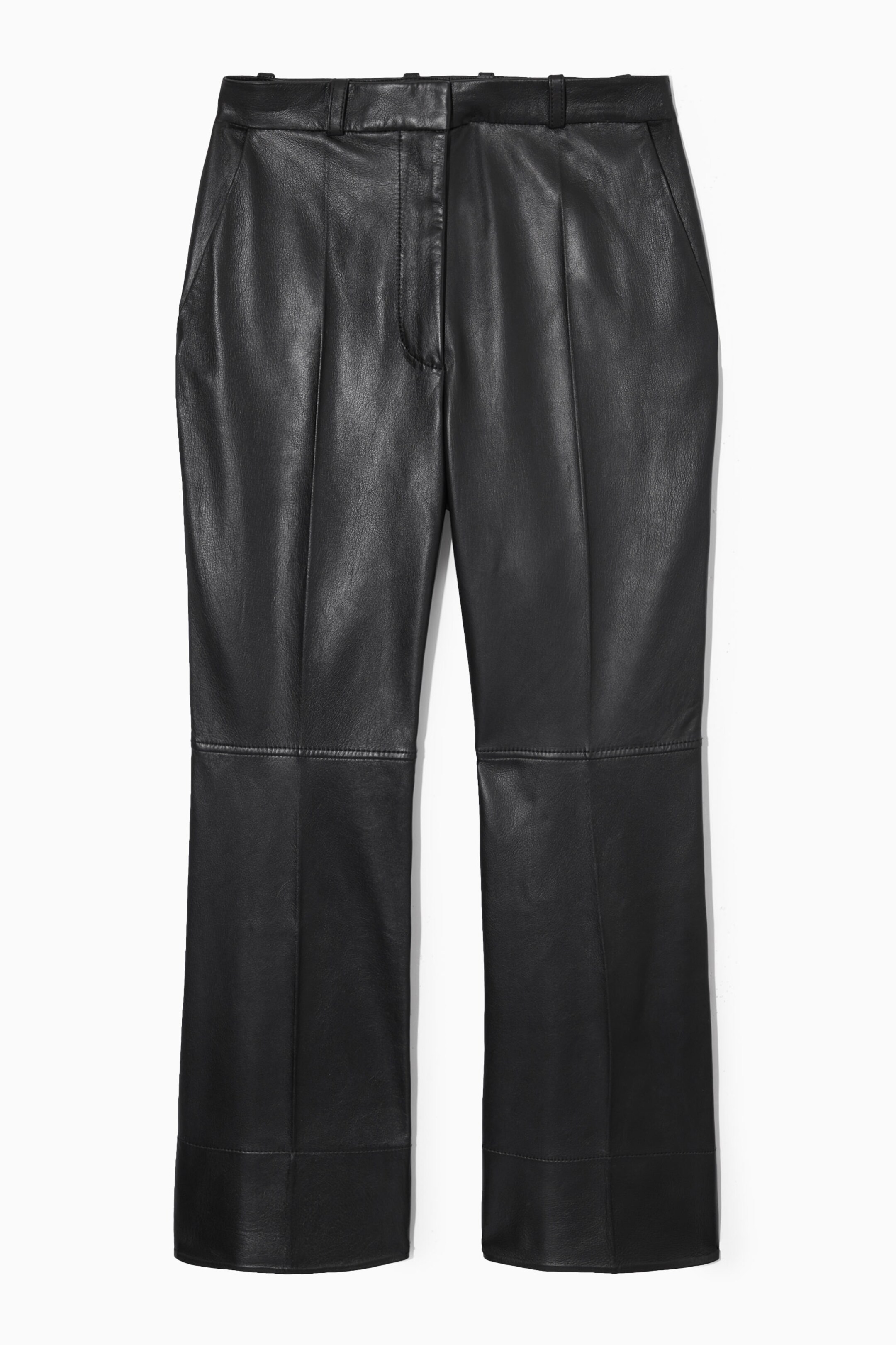 SLIM TAILORED FLARED LEATHER TROUSERS