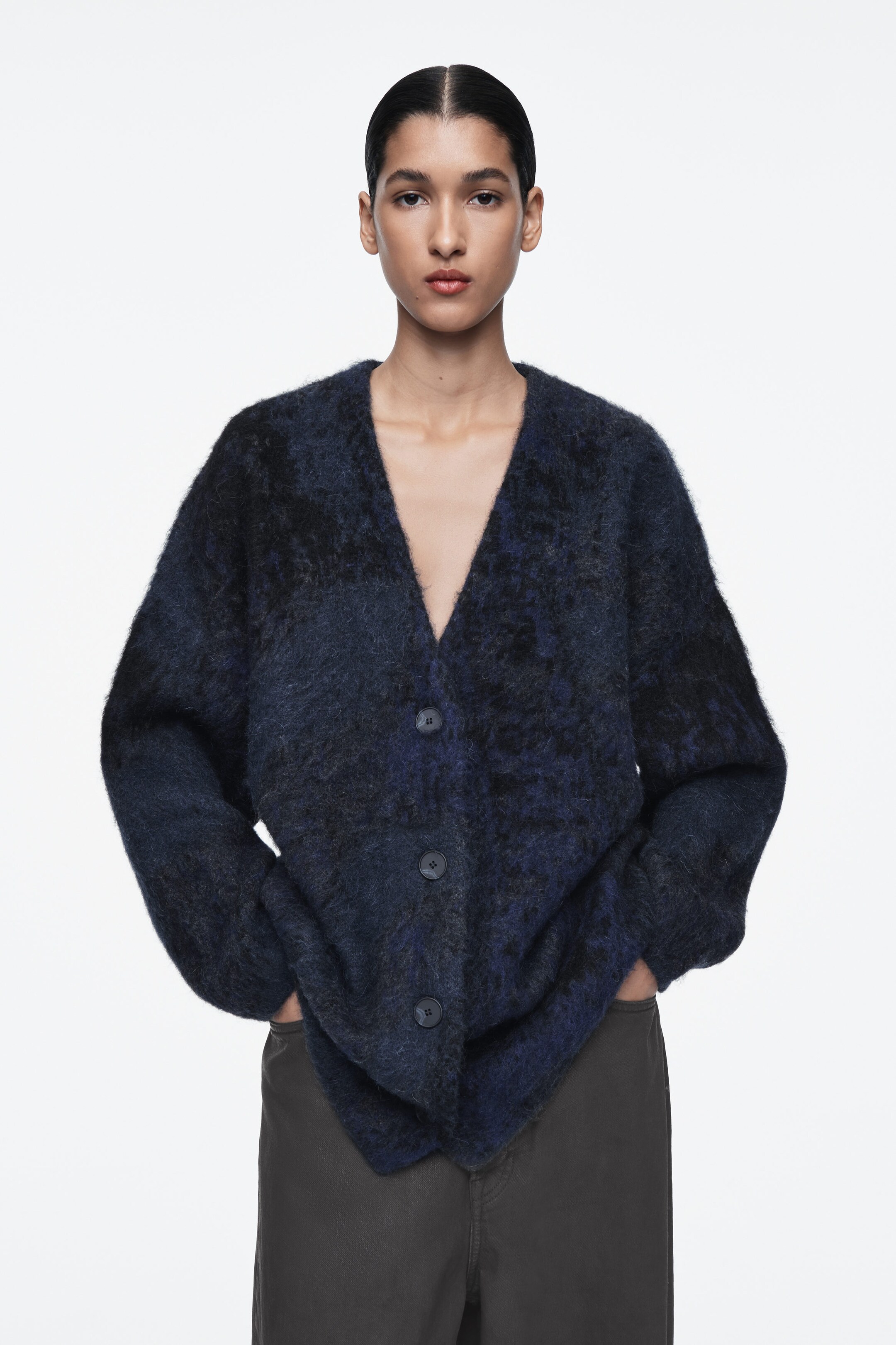 ALPACA-BLEND JACQUARD CARDIGAN