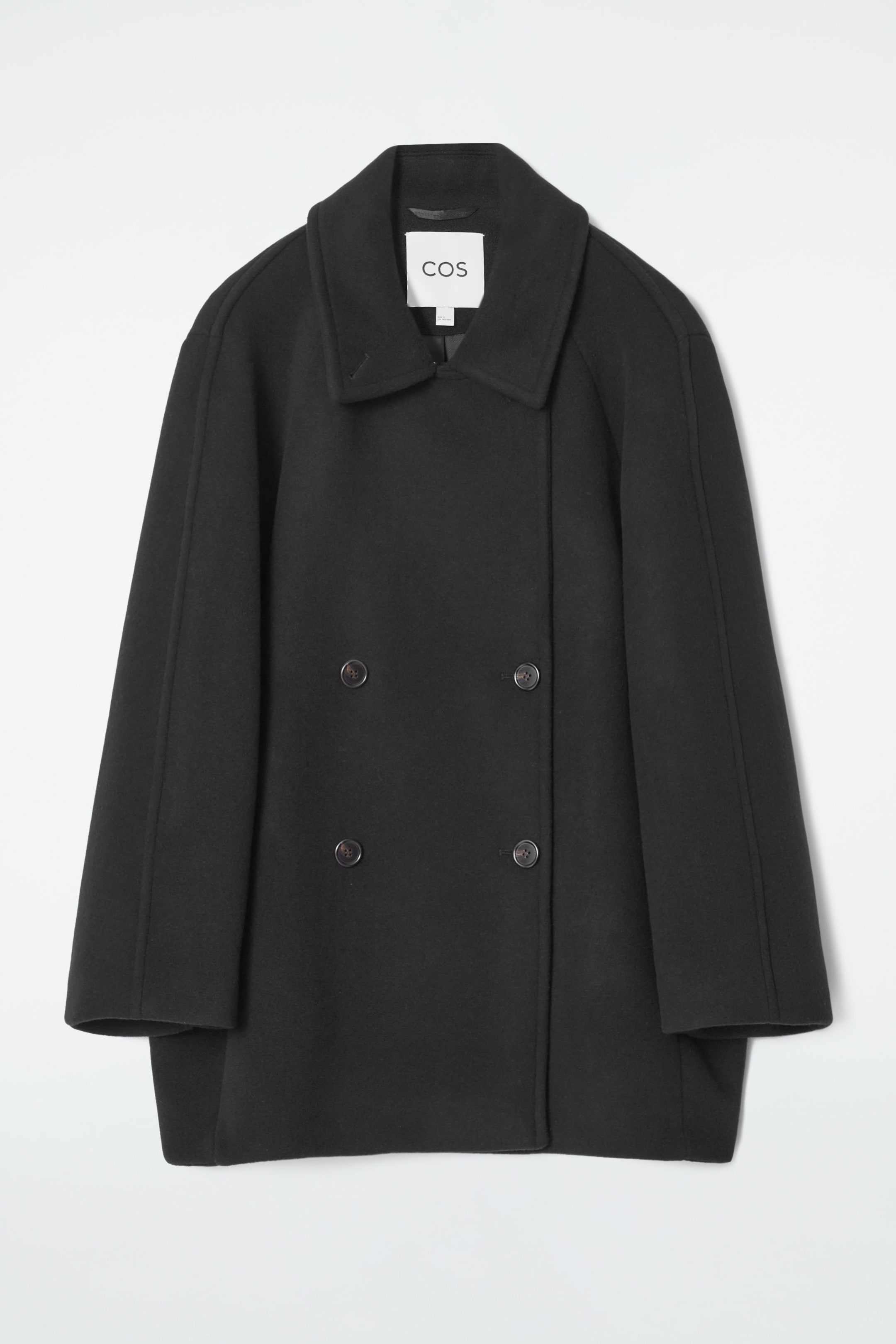 OVERSIZED DOUBLE BREASTED WOOL COAT BLACK