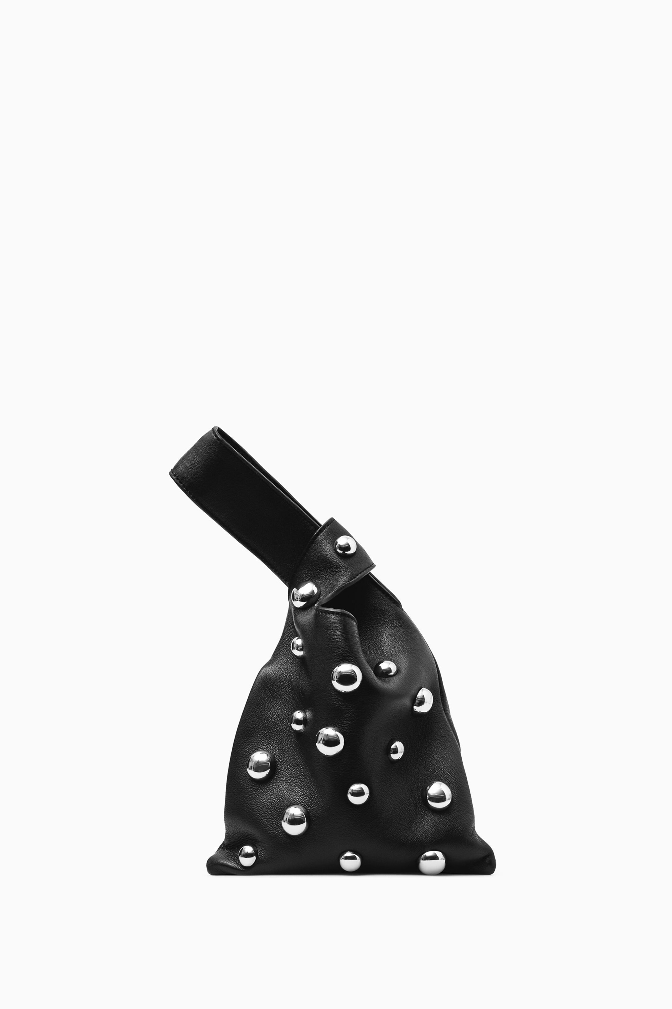 STUDDED WRISTLET POUCH - LEATHER