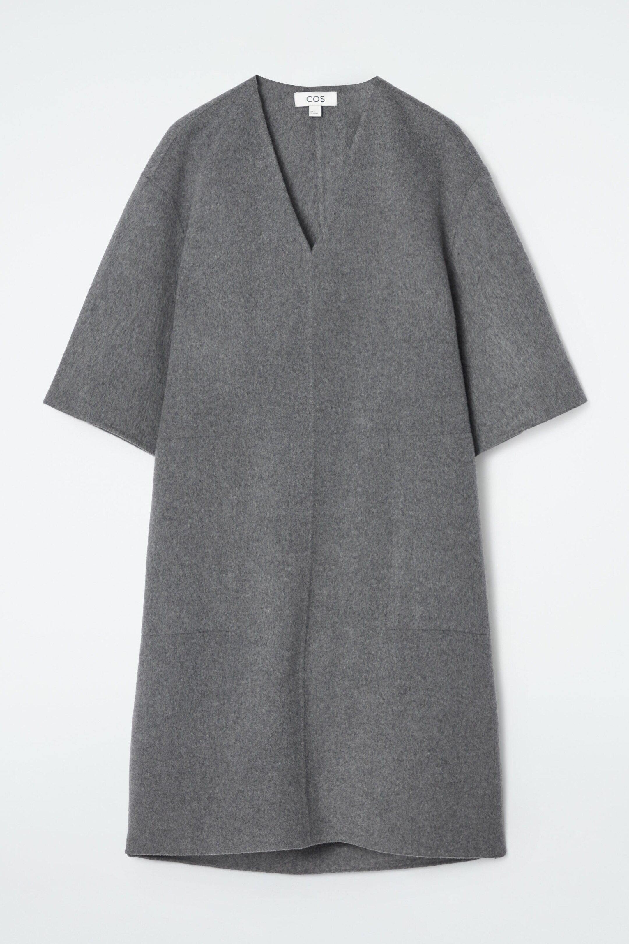 V-NECK DOUBLE-FACED WOOL DRESS