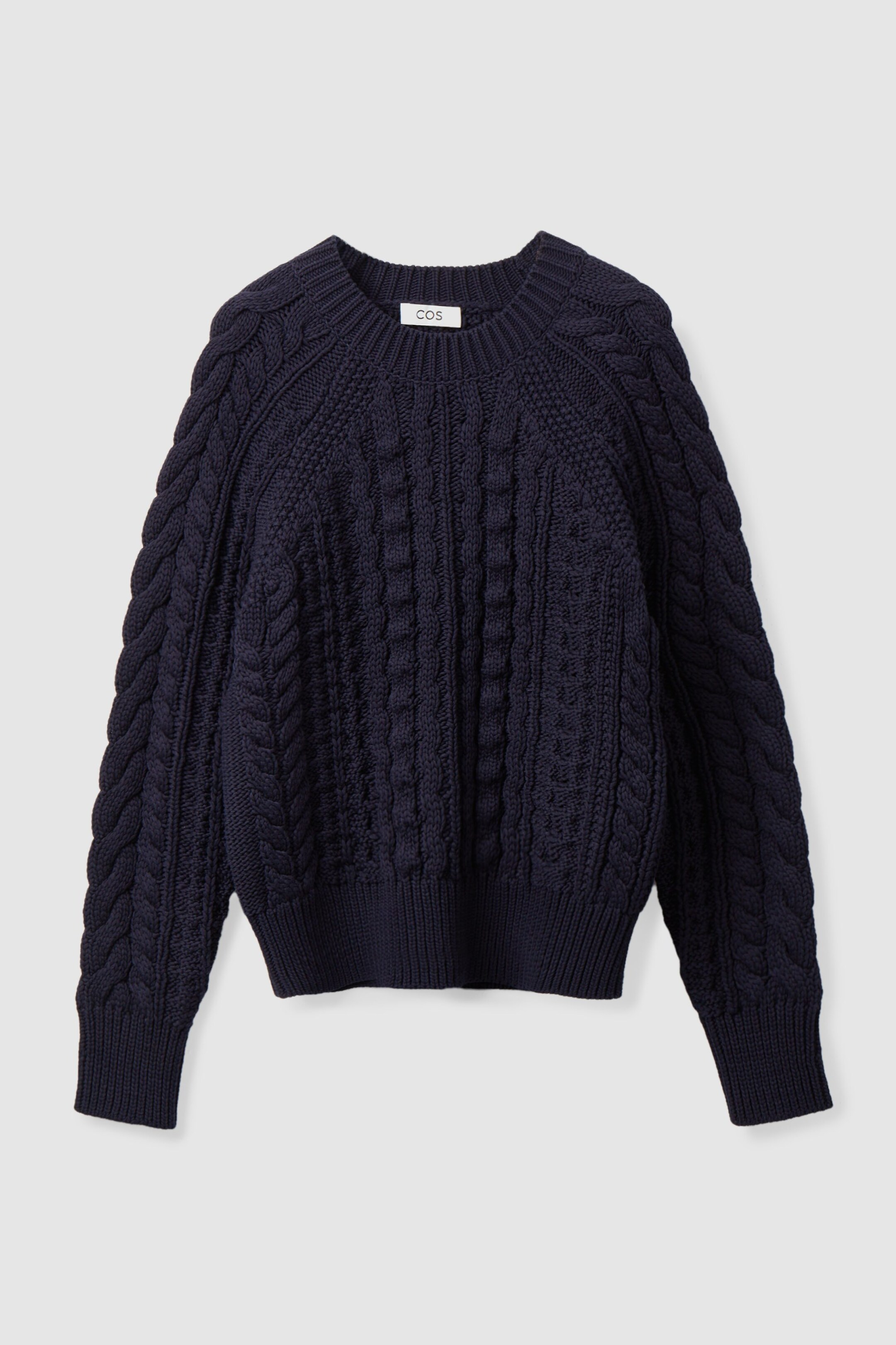 COS Bow Neck outlet Cotton Knit Sweater Navy