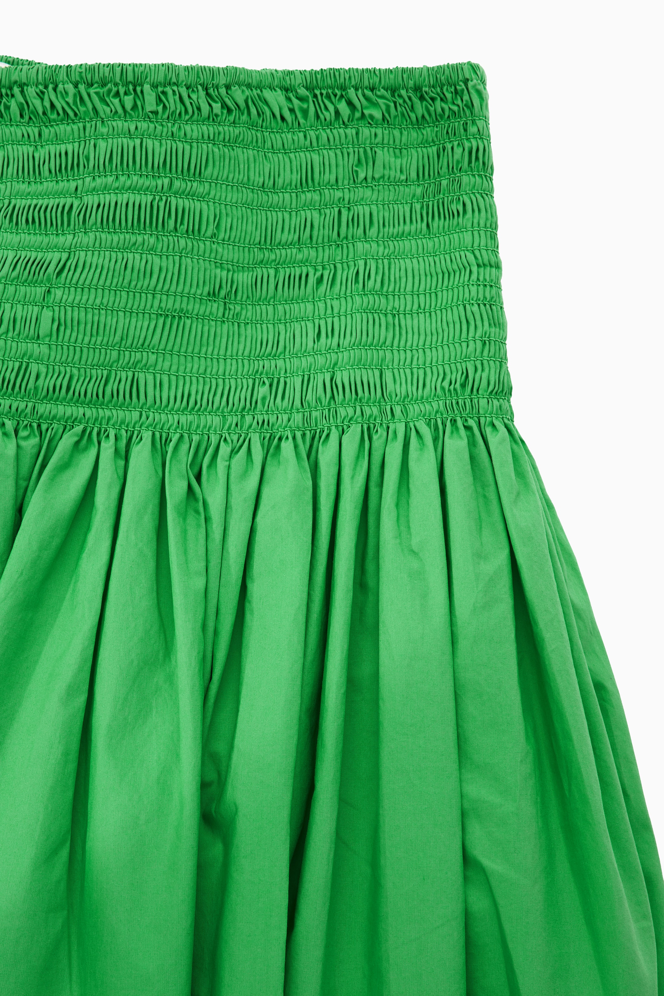 SMOCKED MIDI SKIRT