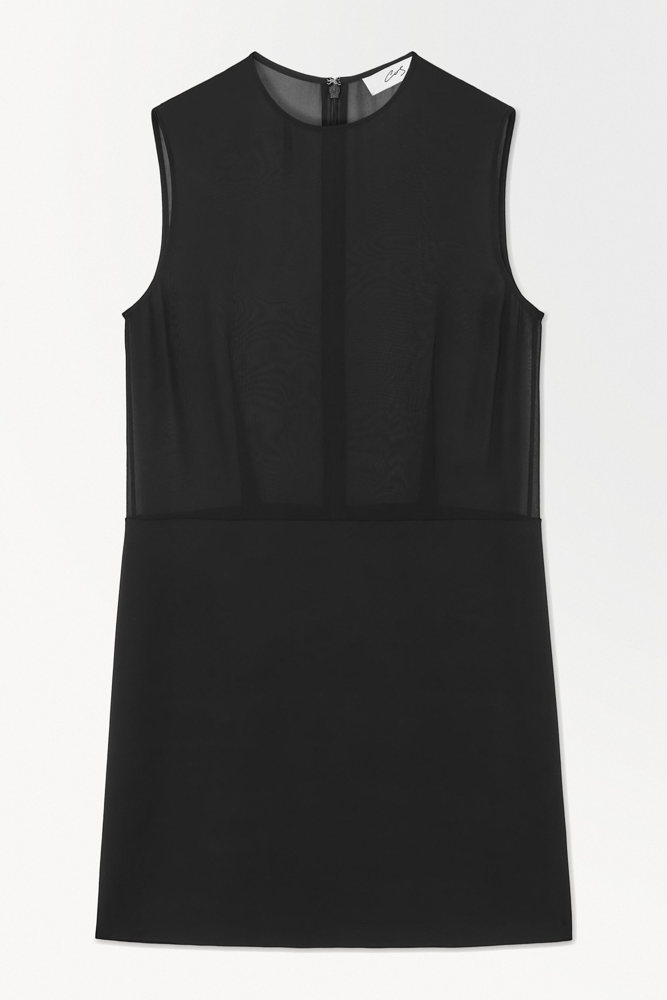 THE SHEER-PANEL SILK SHIFT DRESS