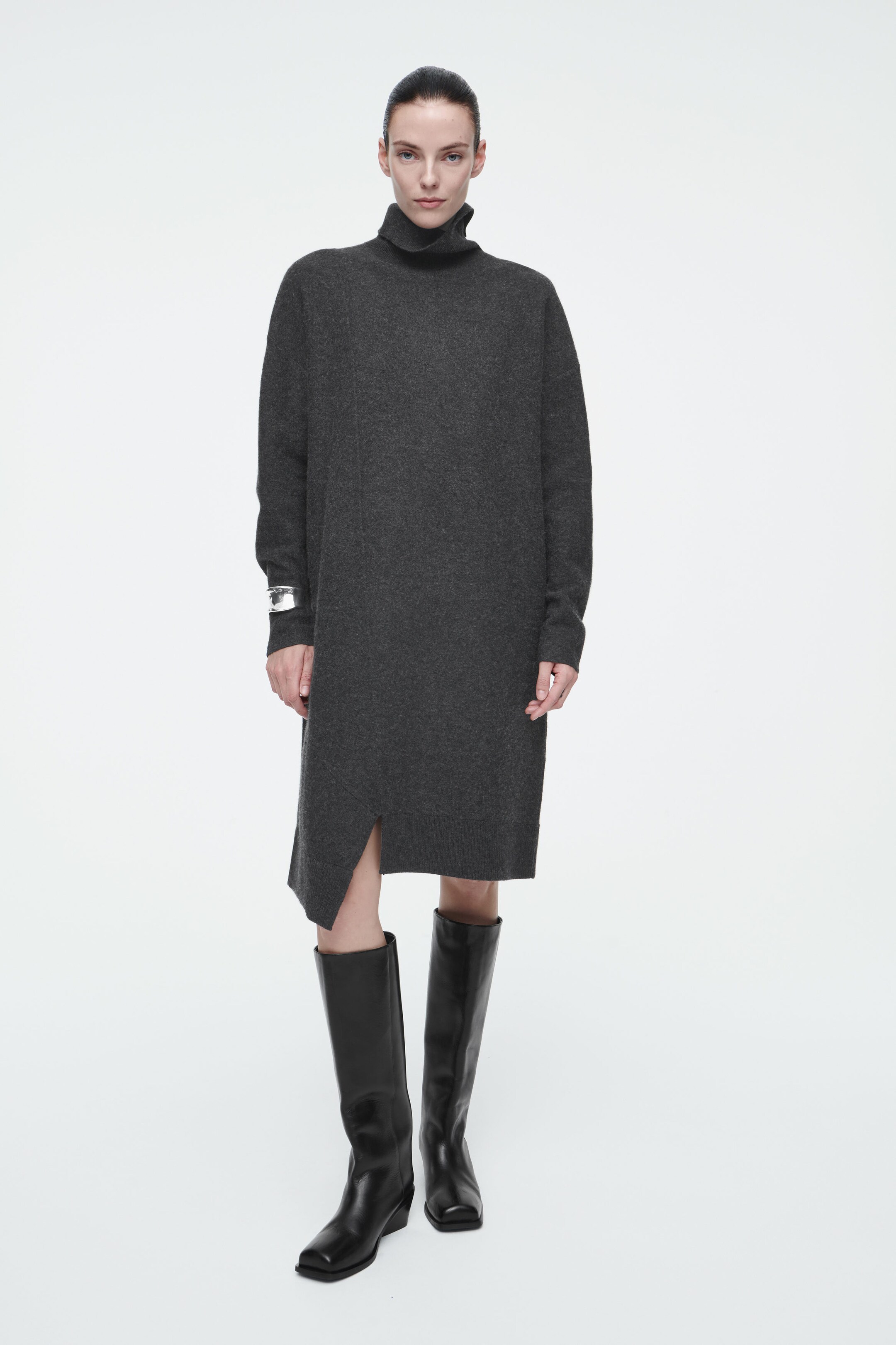 ASYMMETRIC MERINO WOOL DRESS