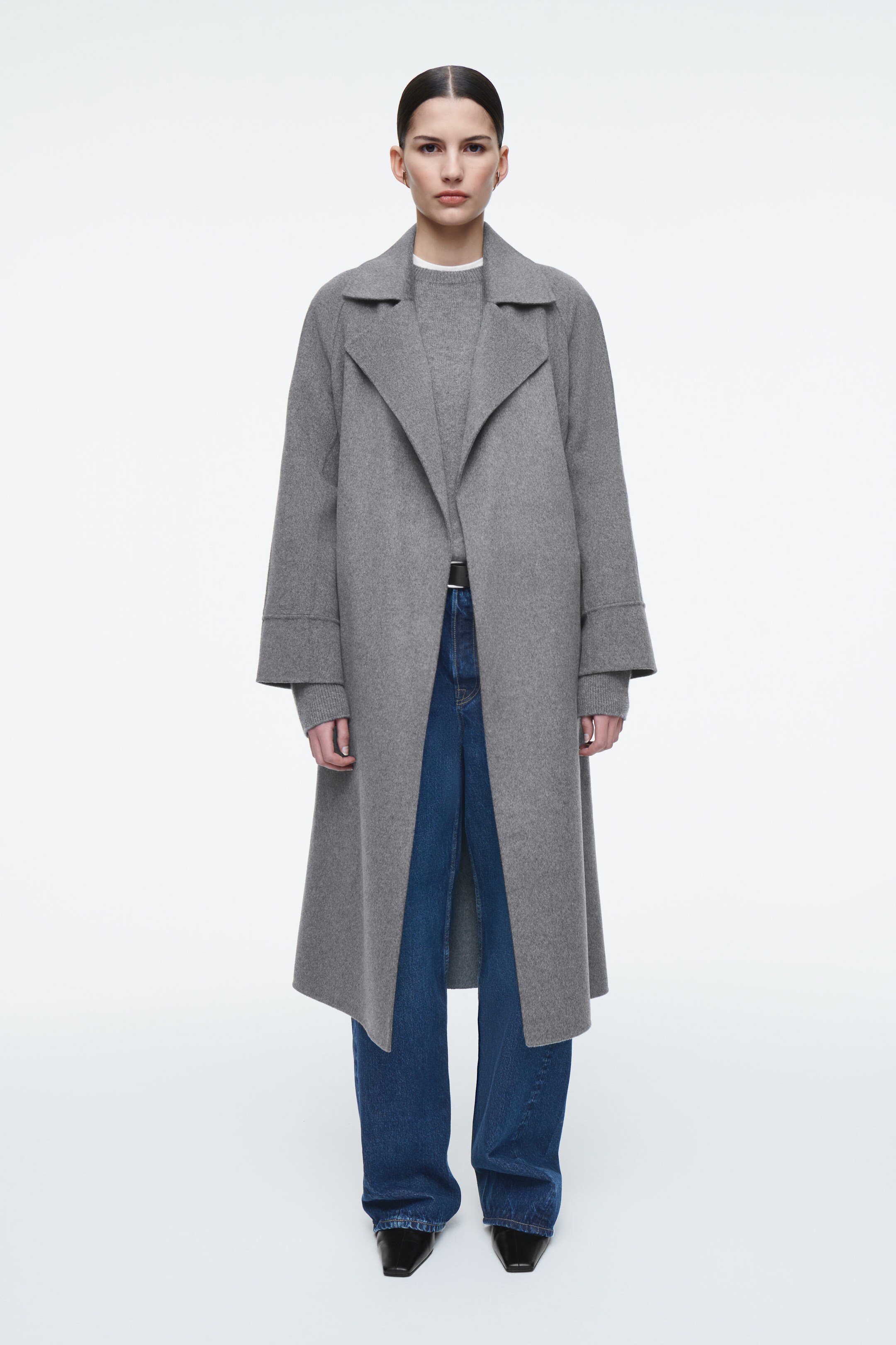 BELTED DOUBLE-FACED WOOL COAT