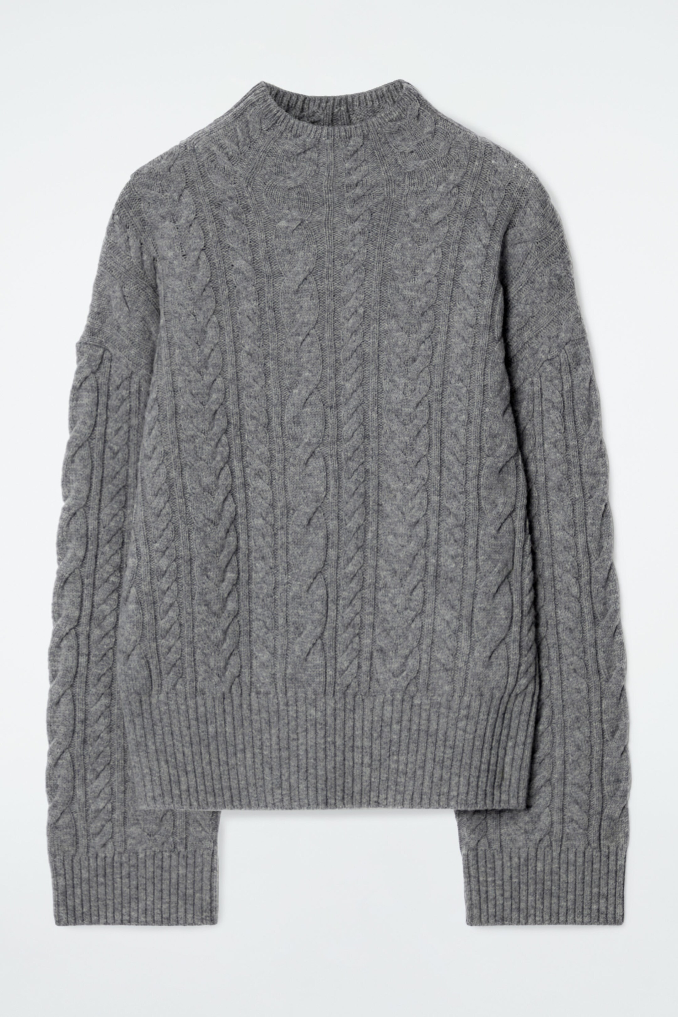 CABLE-KNIT WOOL FUNNEL-NECK JUMPER