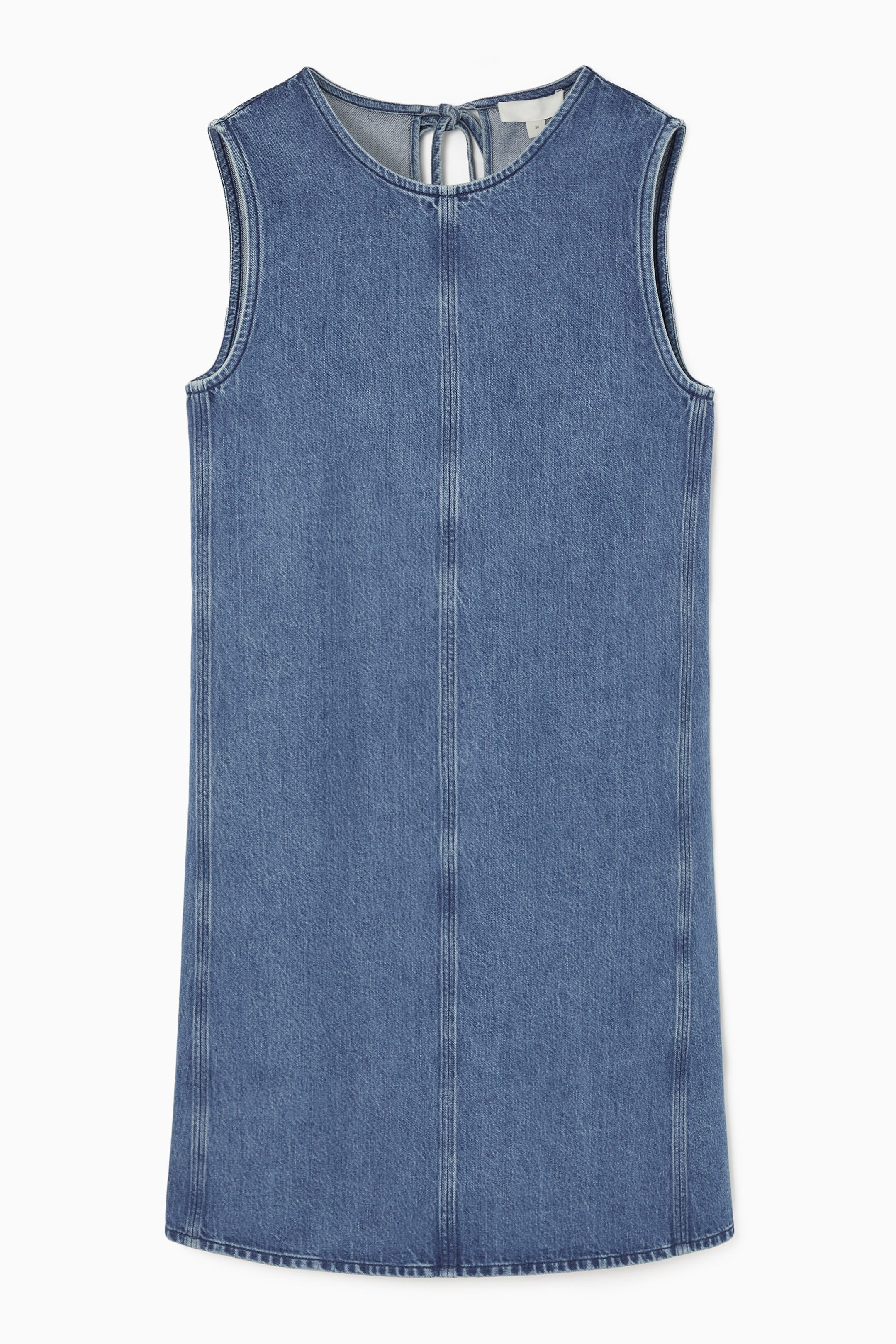 PANELED DENIM SHIFT DRESS