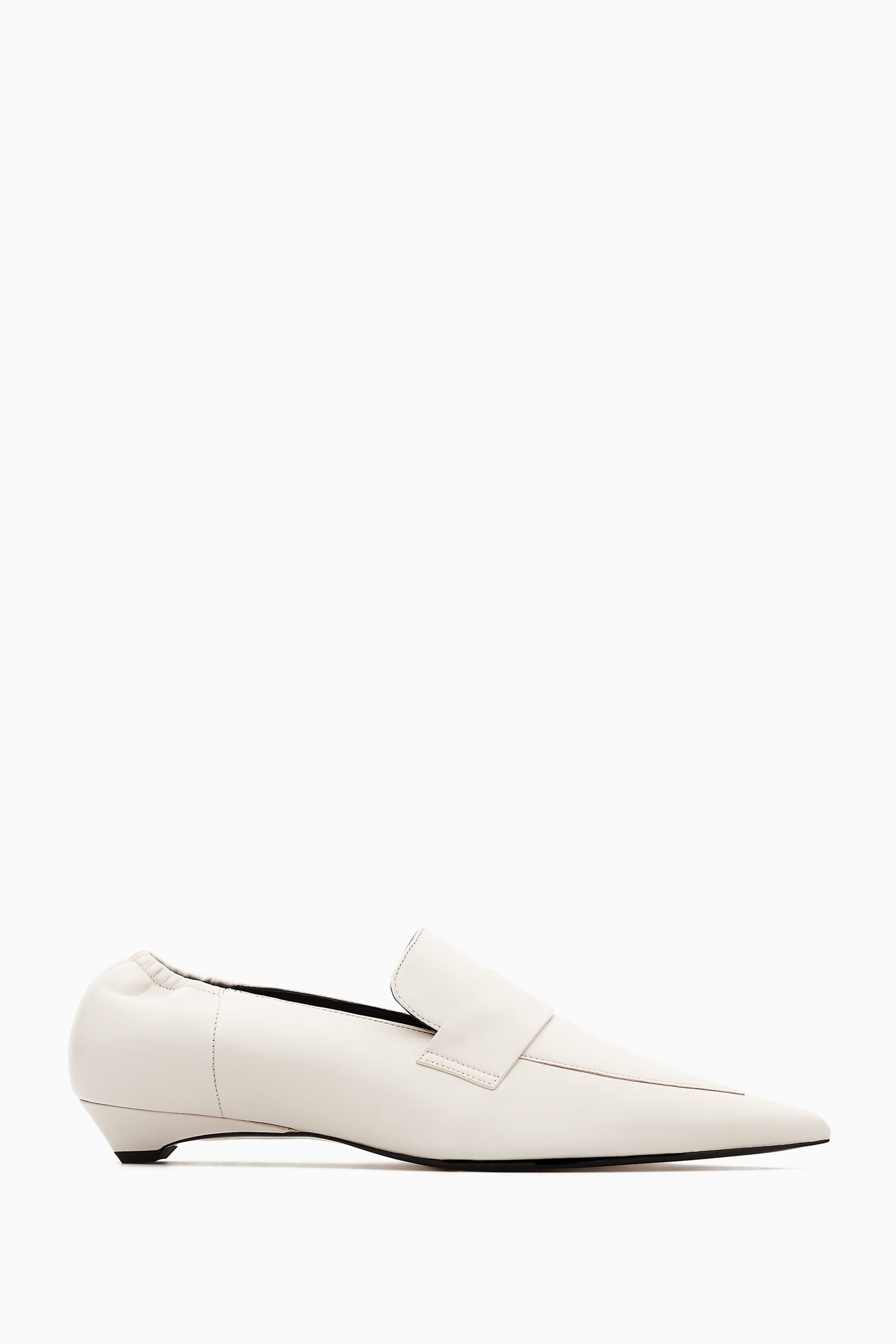 POINTED LEATHER KITTEN-HEEL LOAFERS